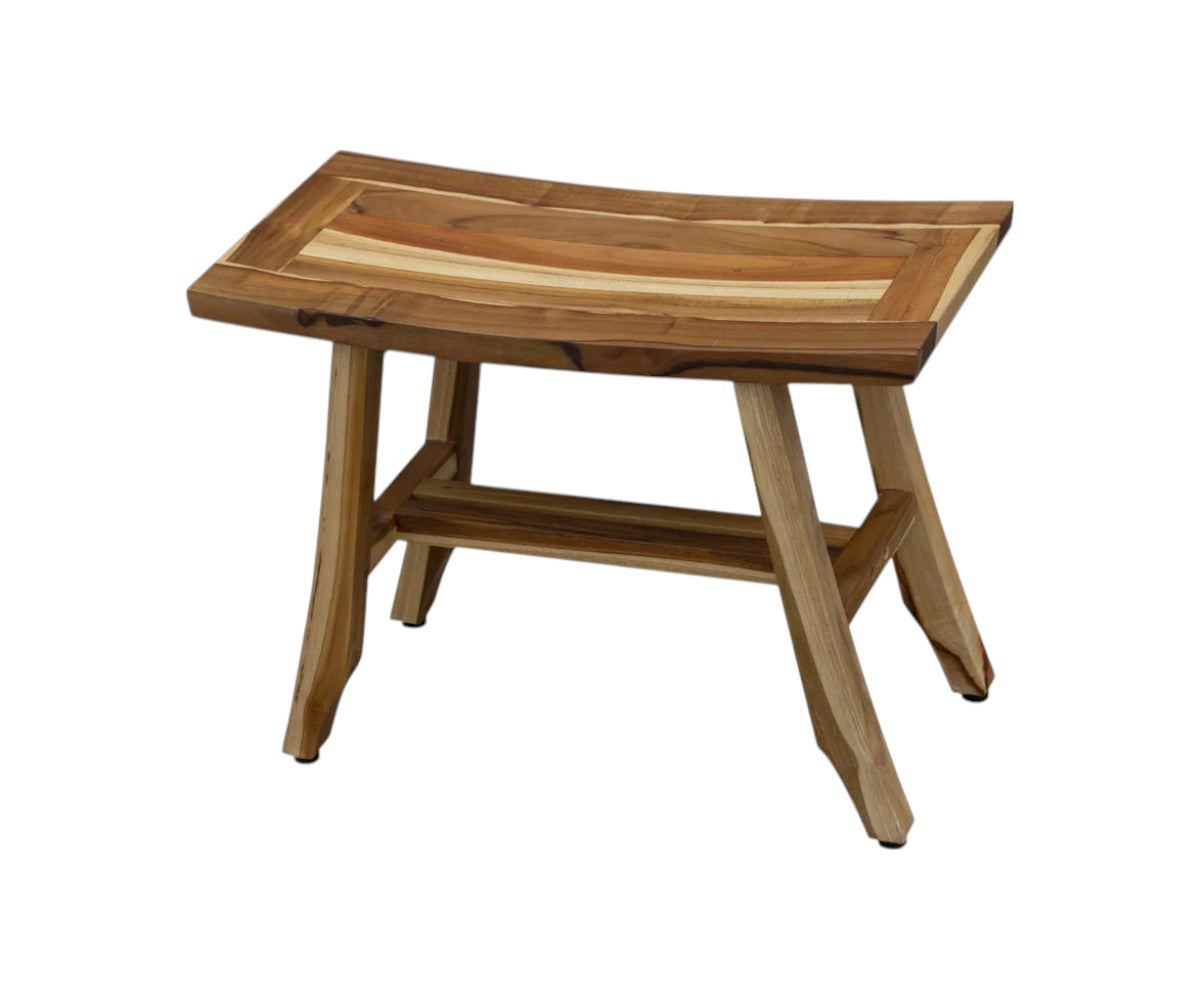 24" Brown Teak Rectangular Shower Bench-1