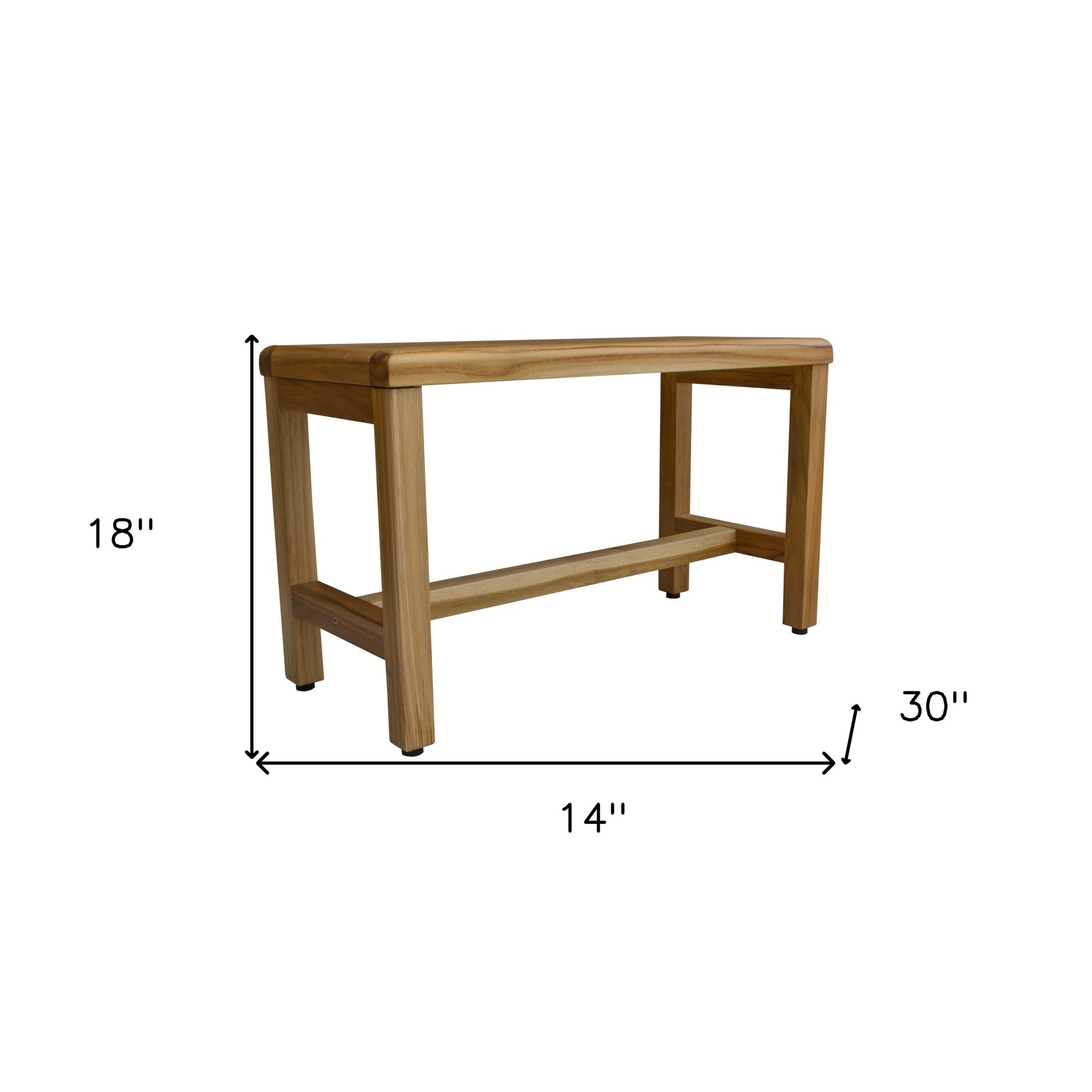 Compact Rectangular Teak Shower Outdoor Bench In Natural Finish-5