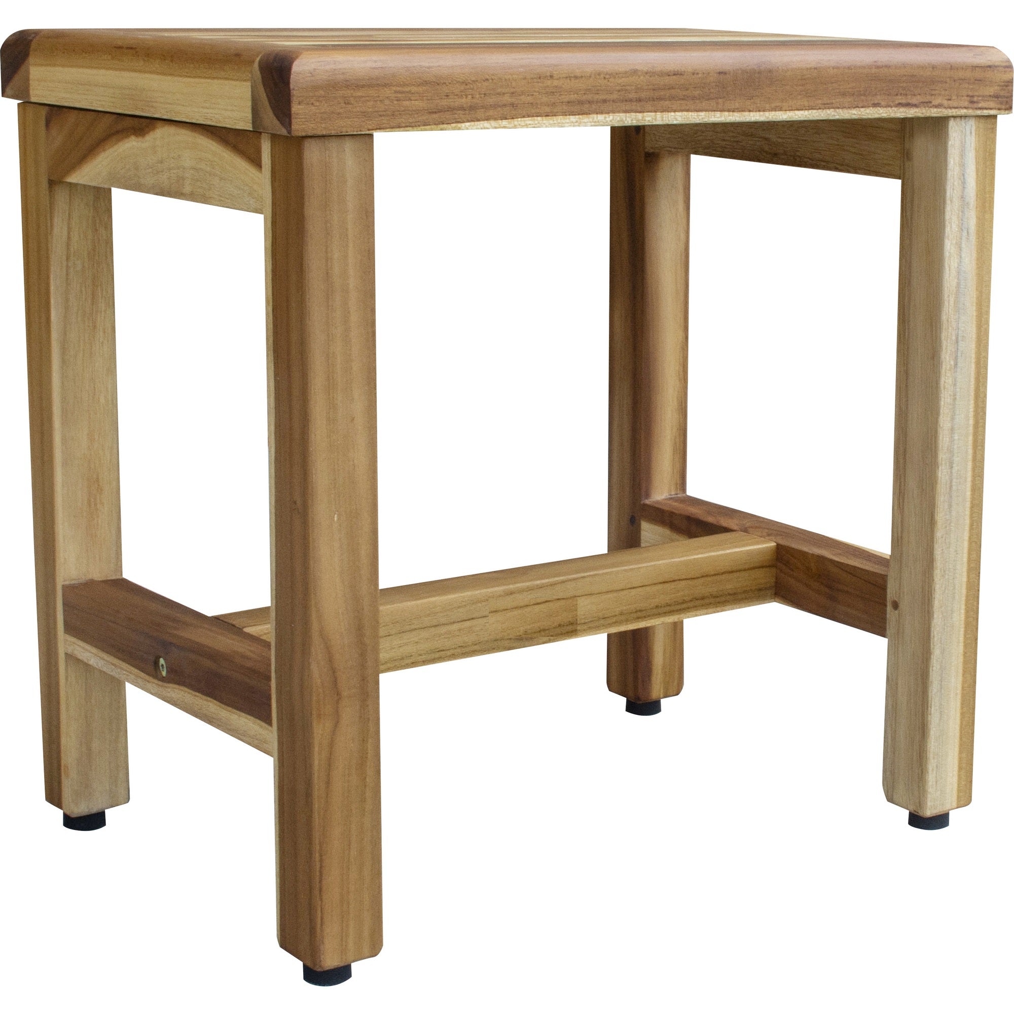 Compact Rectangular Teak Shower Or Outdoor Bench In Natural Finish-4