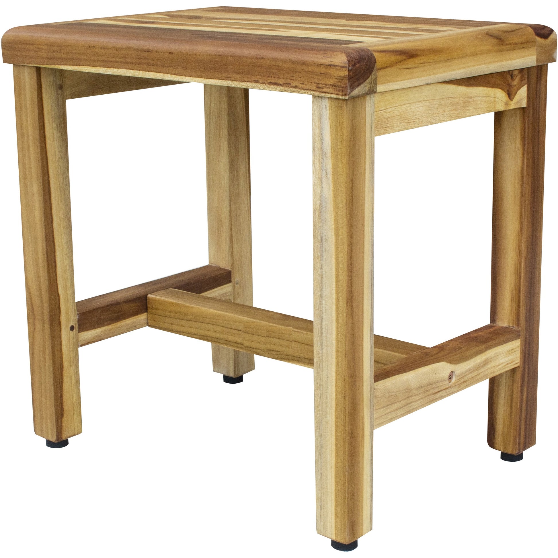 Compact Rectangular Teak Shower Or Outdoor Bench In Natural Finish-0