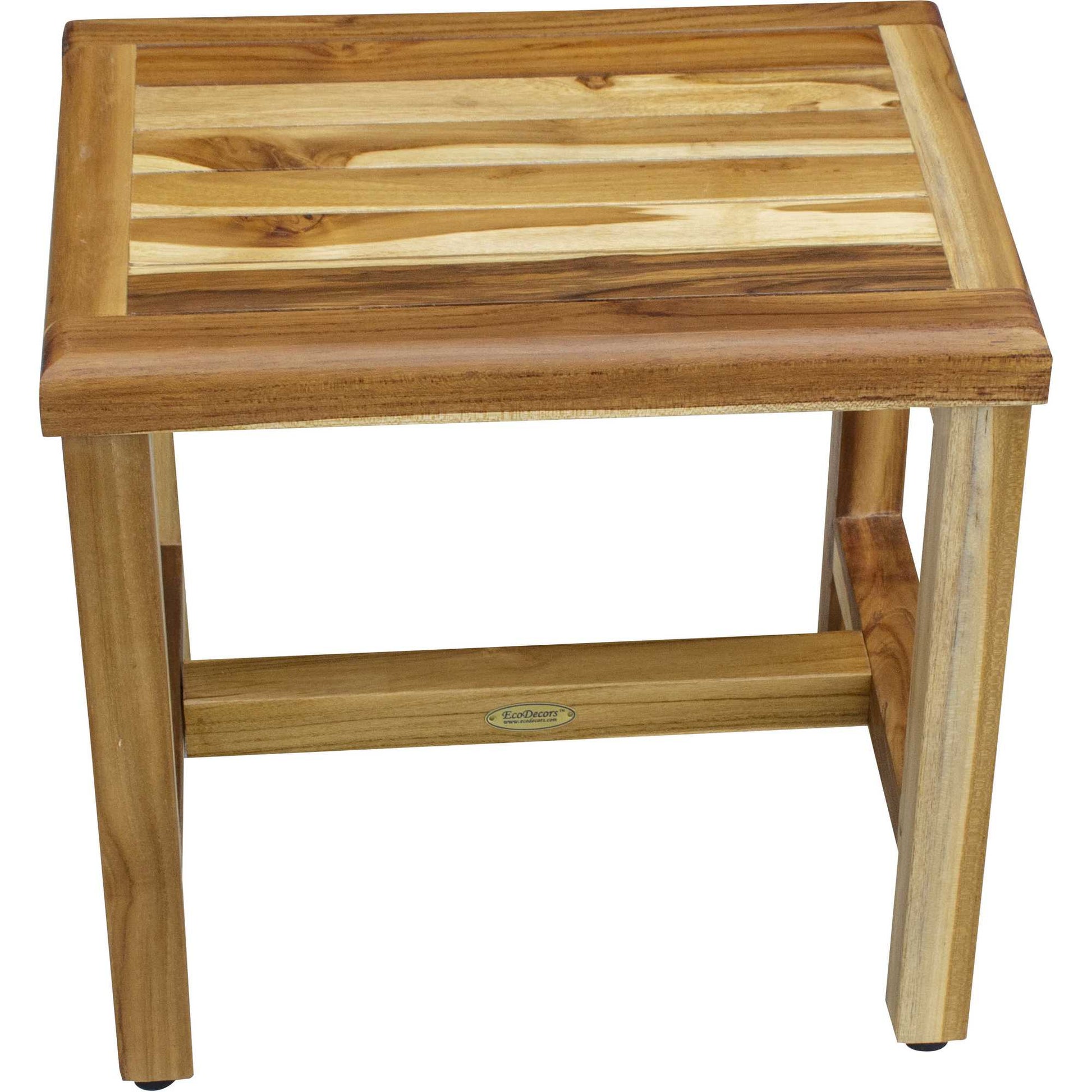Compact Rectangular Teak Shower Or Outdoor Bench In Natural Finish-2