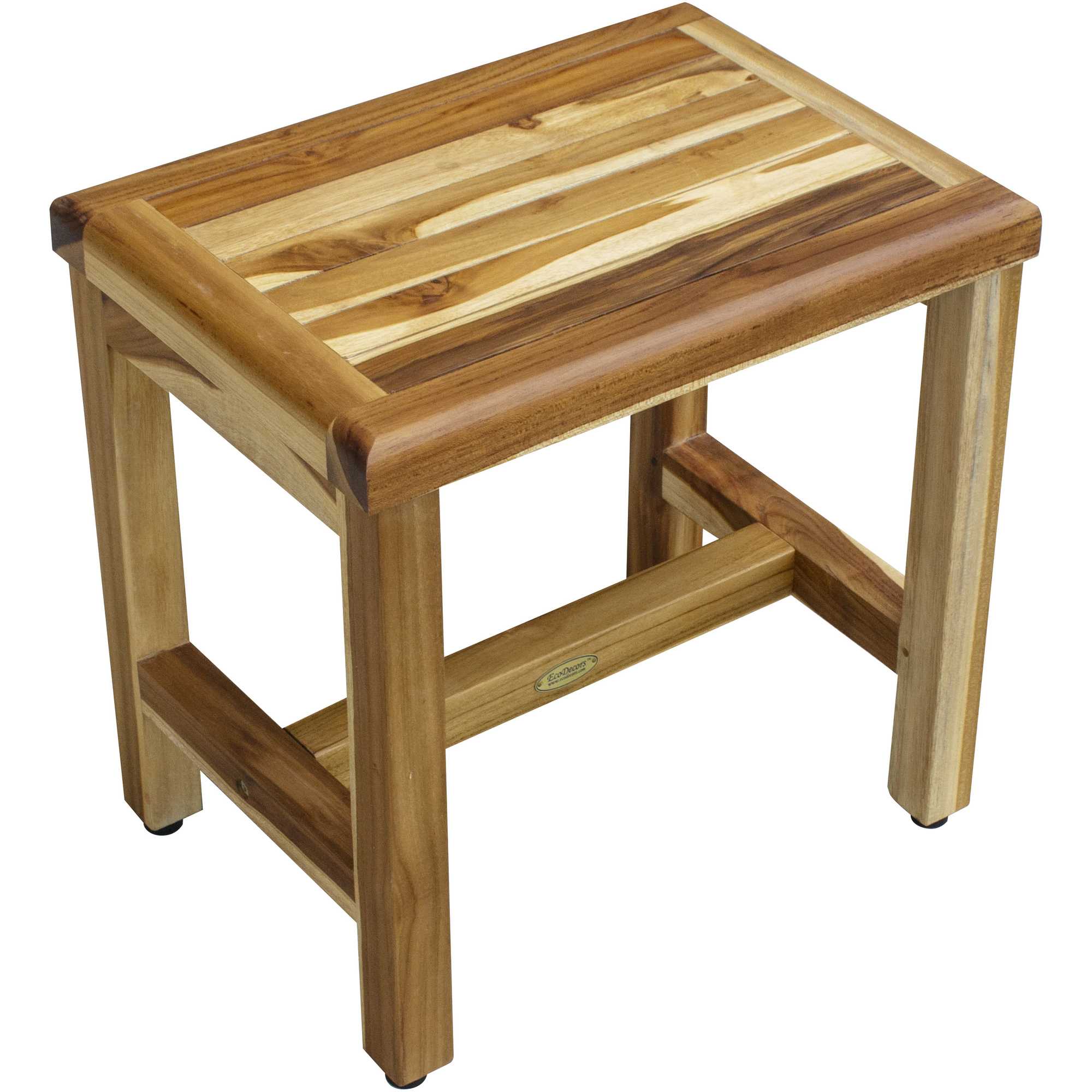 Compact Rectangular Teak Shower Or Outdoor Bench In Natural Finish-3