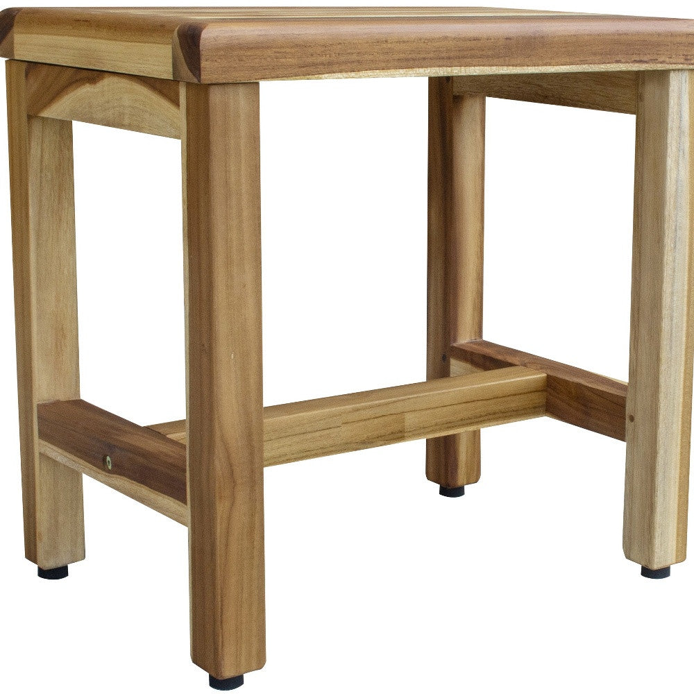 Compact Rectangular Teak Shower Or Outdoor Bench In Natural Finish-7