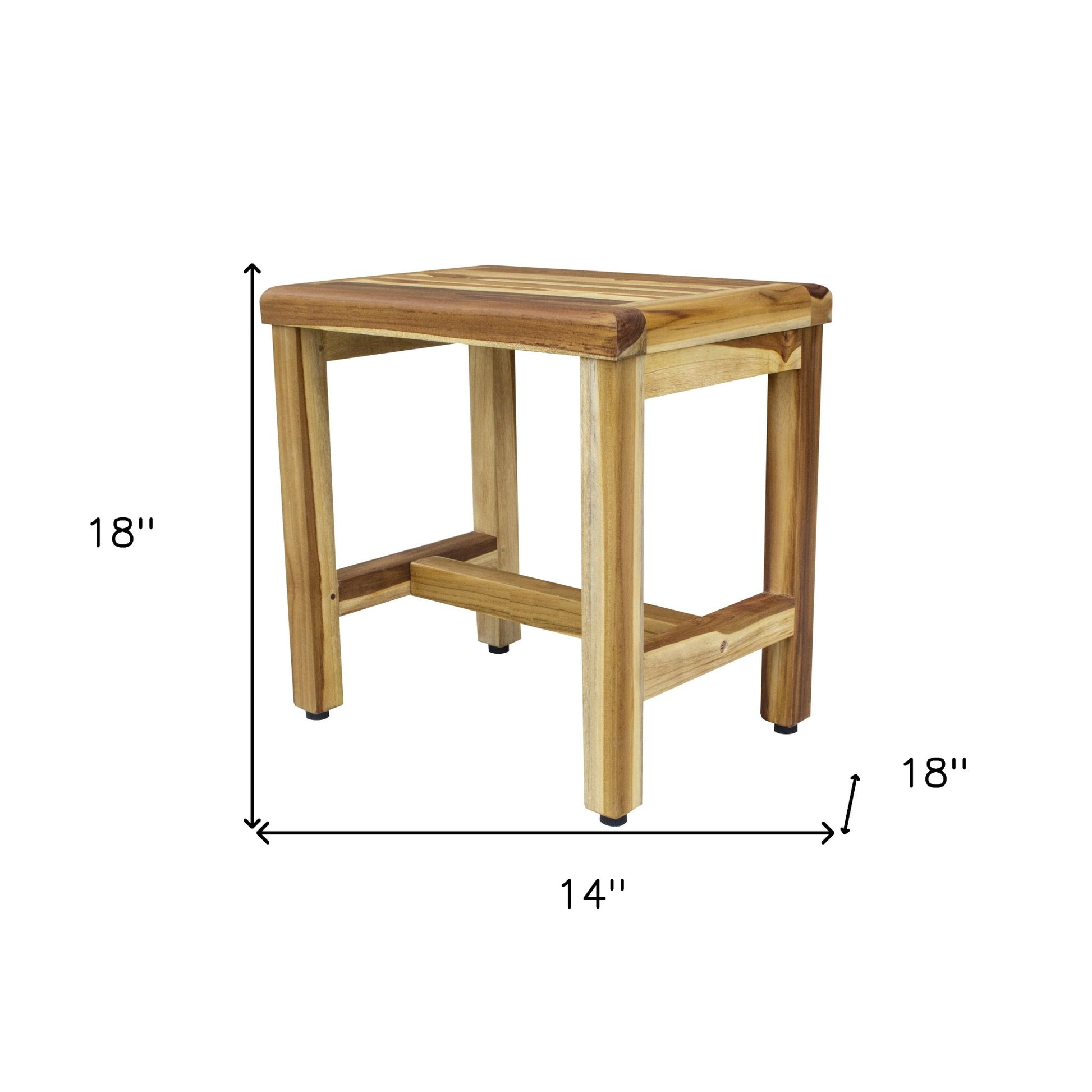 Compact Rectangular Teak Shower Or Outdoor Bench In Natural Finish-8