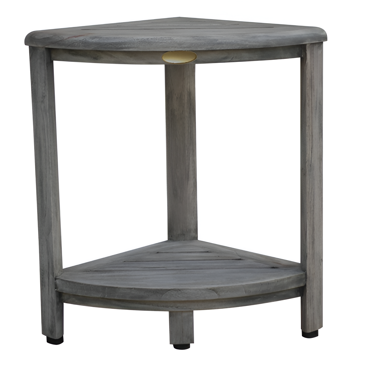 17" Gray Teak Corner Shower Bench With Shelf-1
