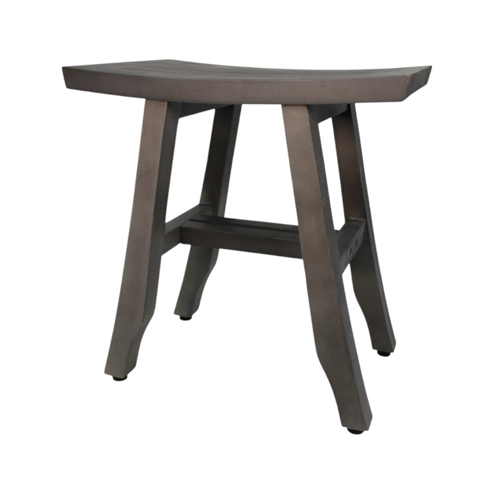 18" Antiqued Gray Teak Rectangular Shower Bench-1