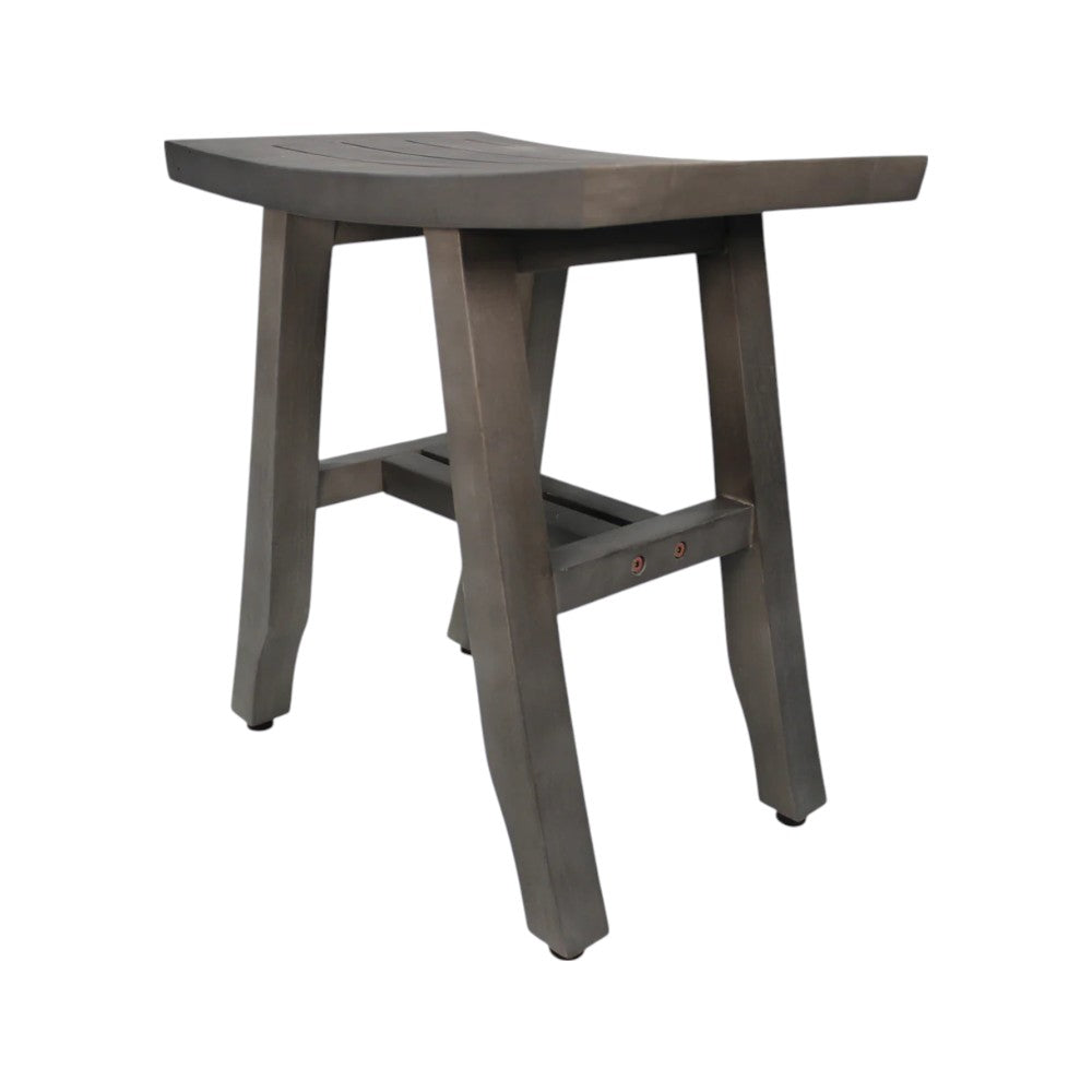 18" Antiqued Gray Teak Rectangular Shower Bench-3