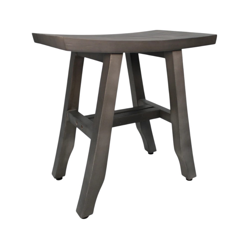 18" Antiqued Gray Teak Rectangular Shower Bench-4