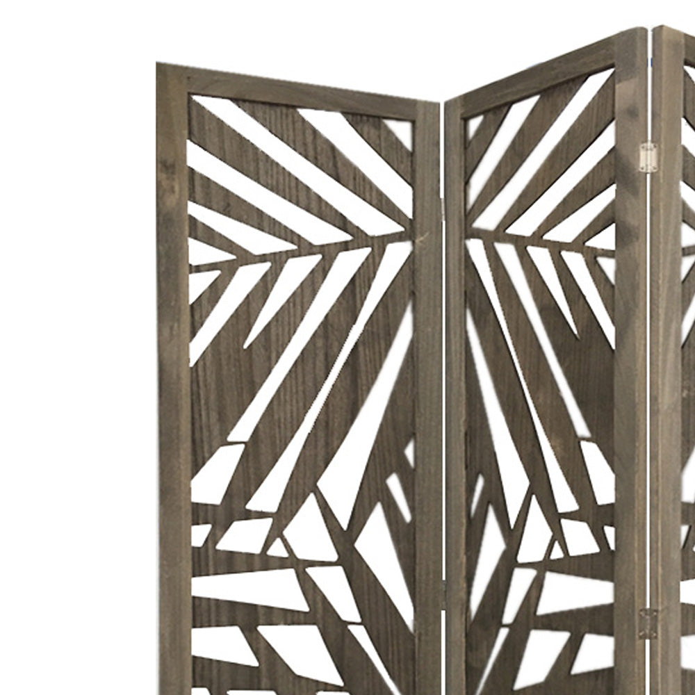 67" Gray Solid WoodFolding Three Panel Screen Room Divider-Room Dividers-DECOROLALA