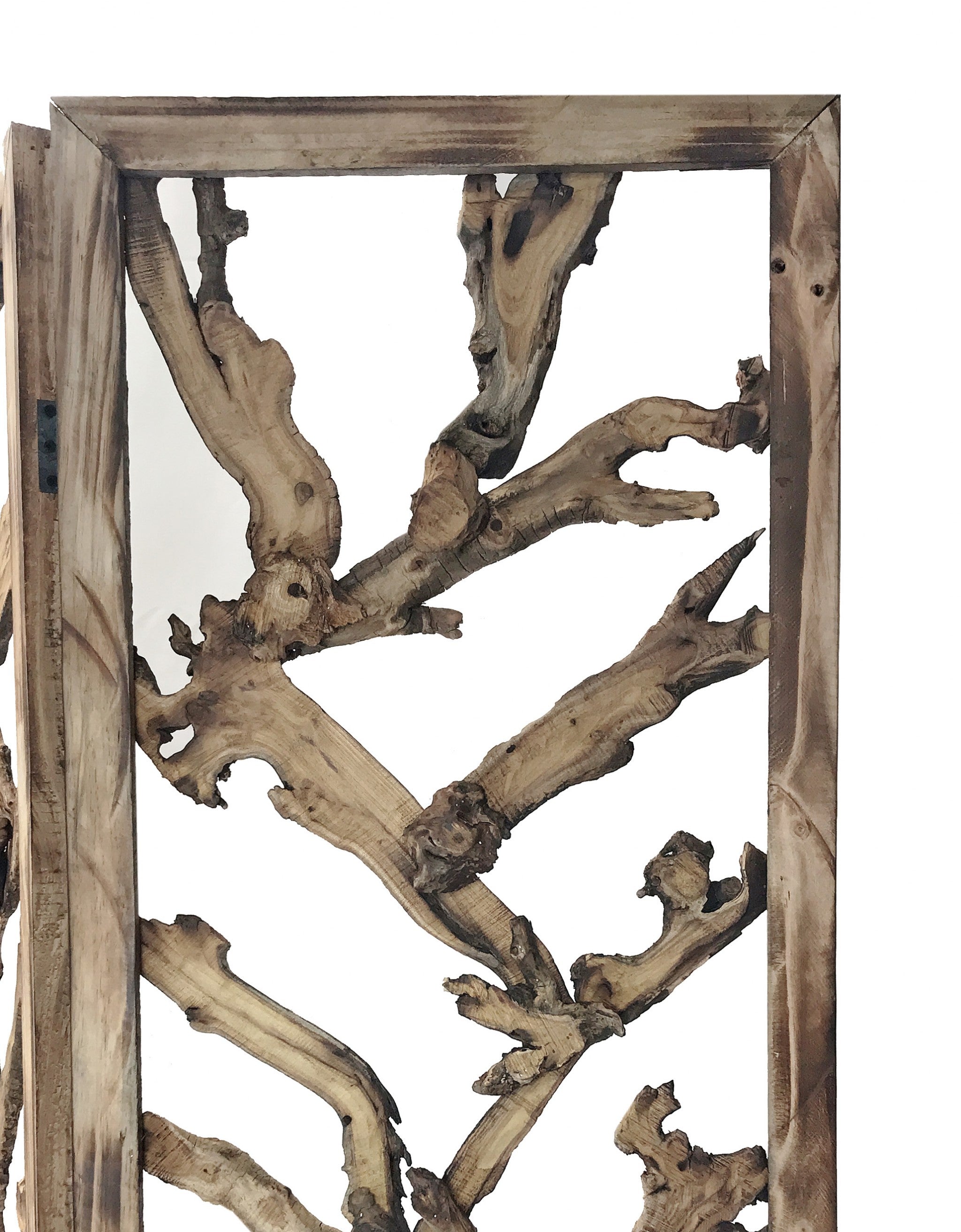 84" Brown Solid WoodFolding Four Panel Screen Room Divider-Room Dividers-DECOROLALA