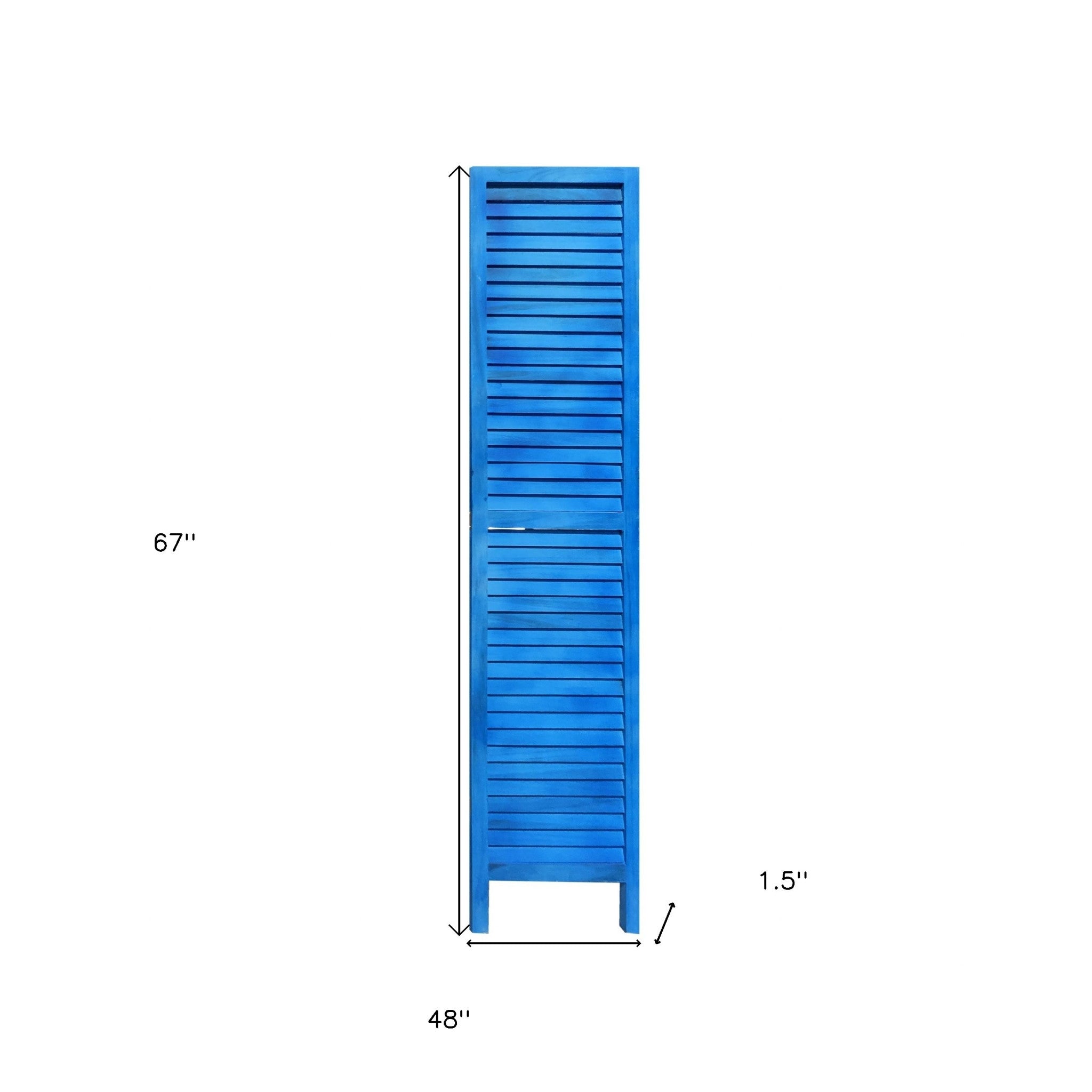 3 Panel Light Blue Shutter Screen Room Divider-Room Dividers-DECOROLALA