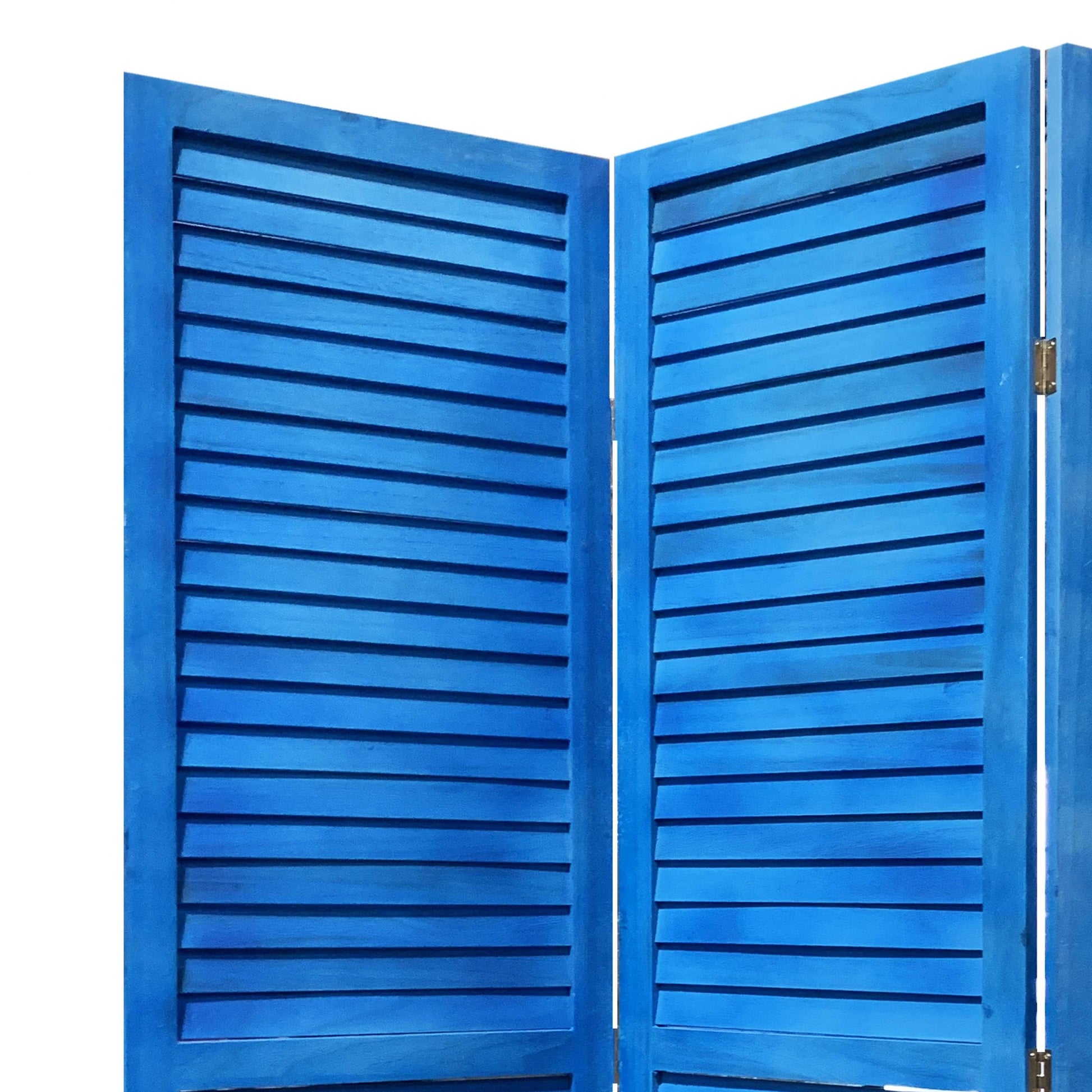 3 Panel Light Blue Shutter Screen Room Divider-Room Dividers-DECOROLALA
