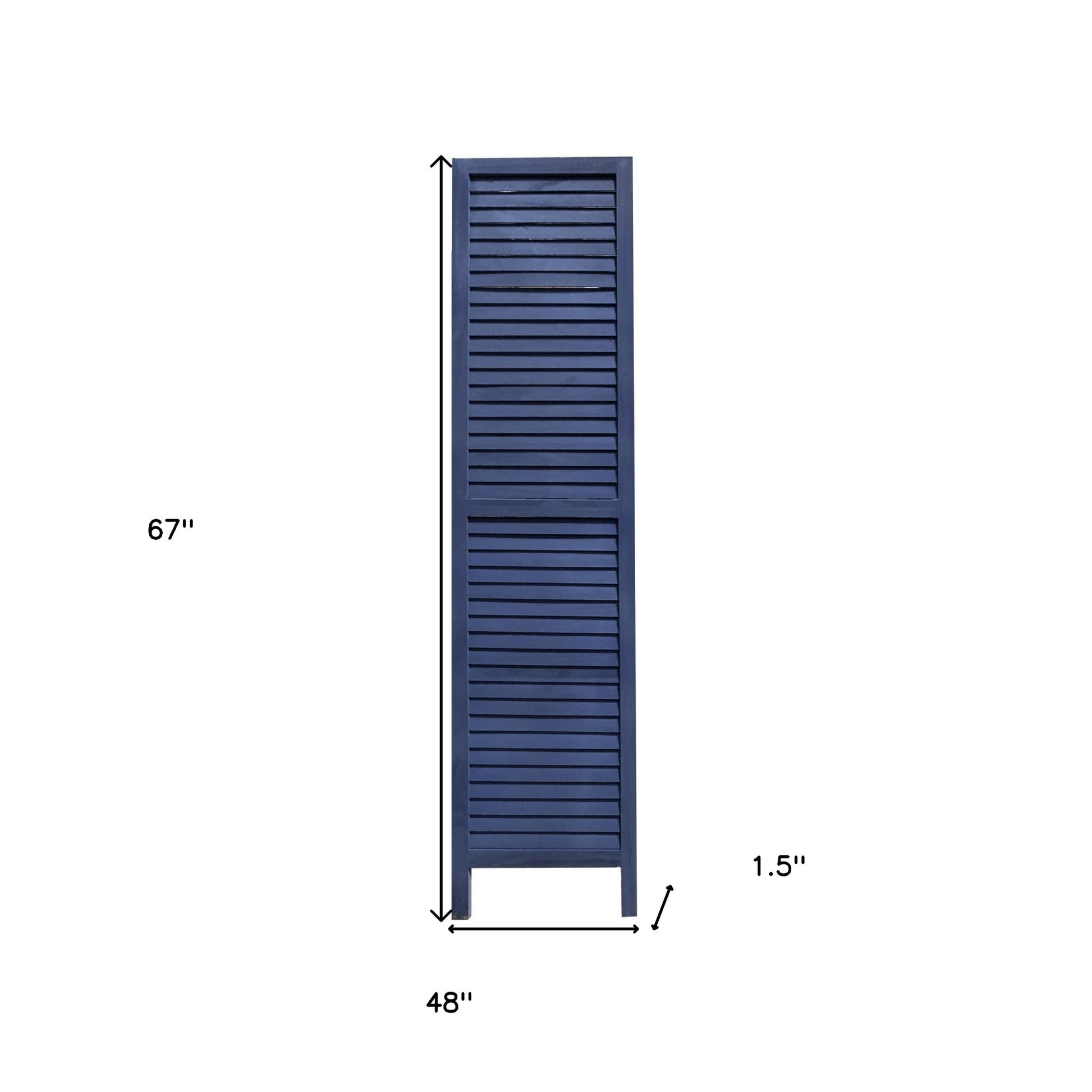 3 Panel Dark Blue Shutter Screen Room Divider-Room Dividers-DECOROLALA
