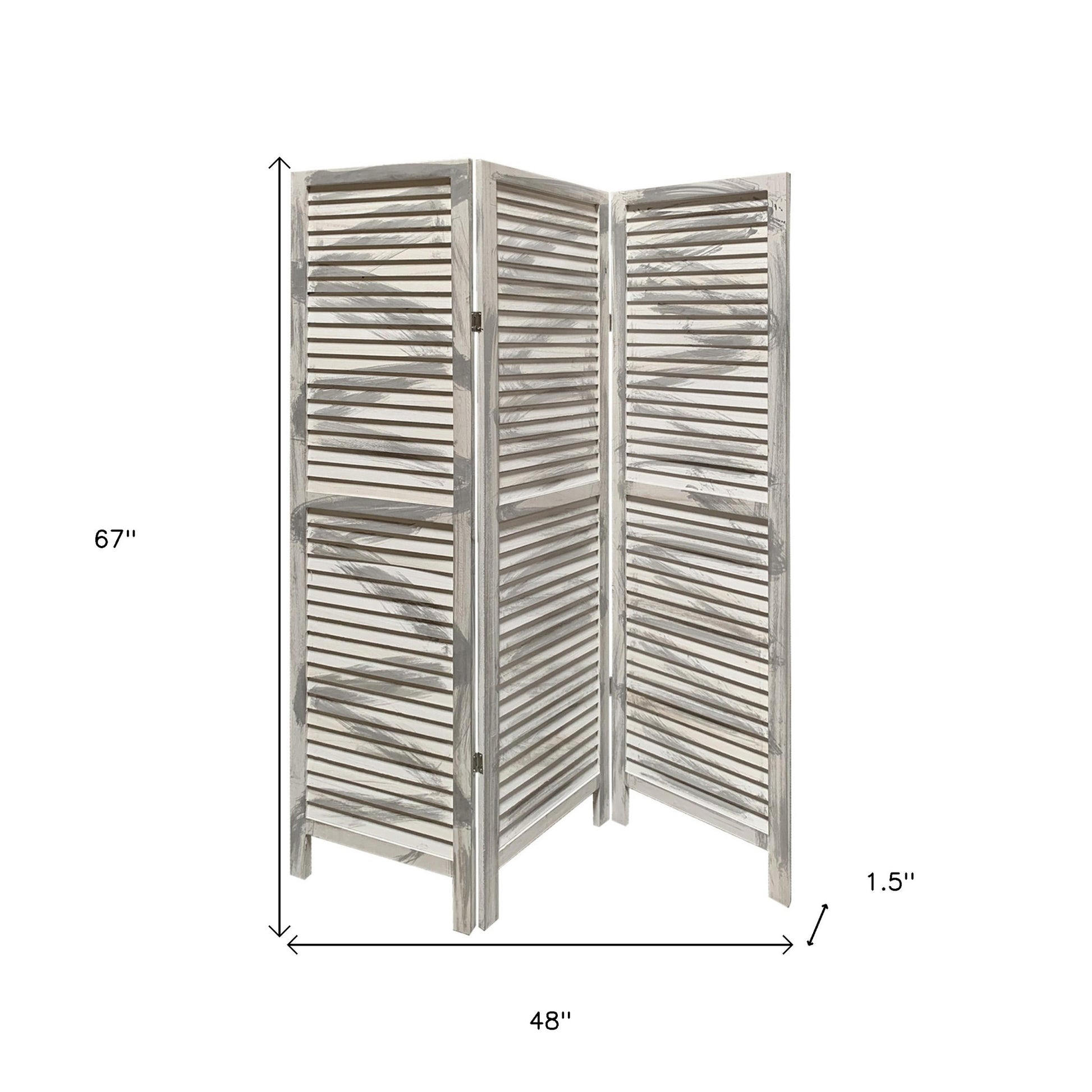 67" Gray Folding Three Panel Screen Room Divider-Room Dividers-DECOROLALA