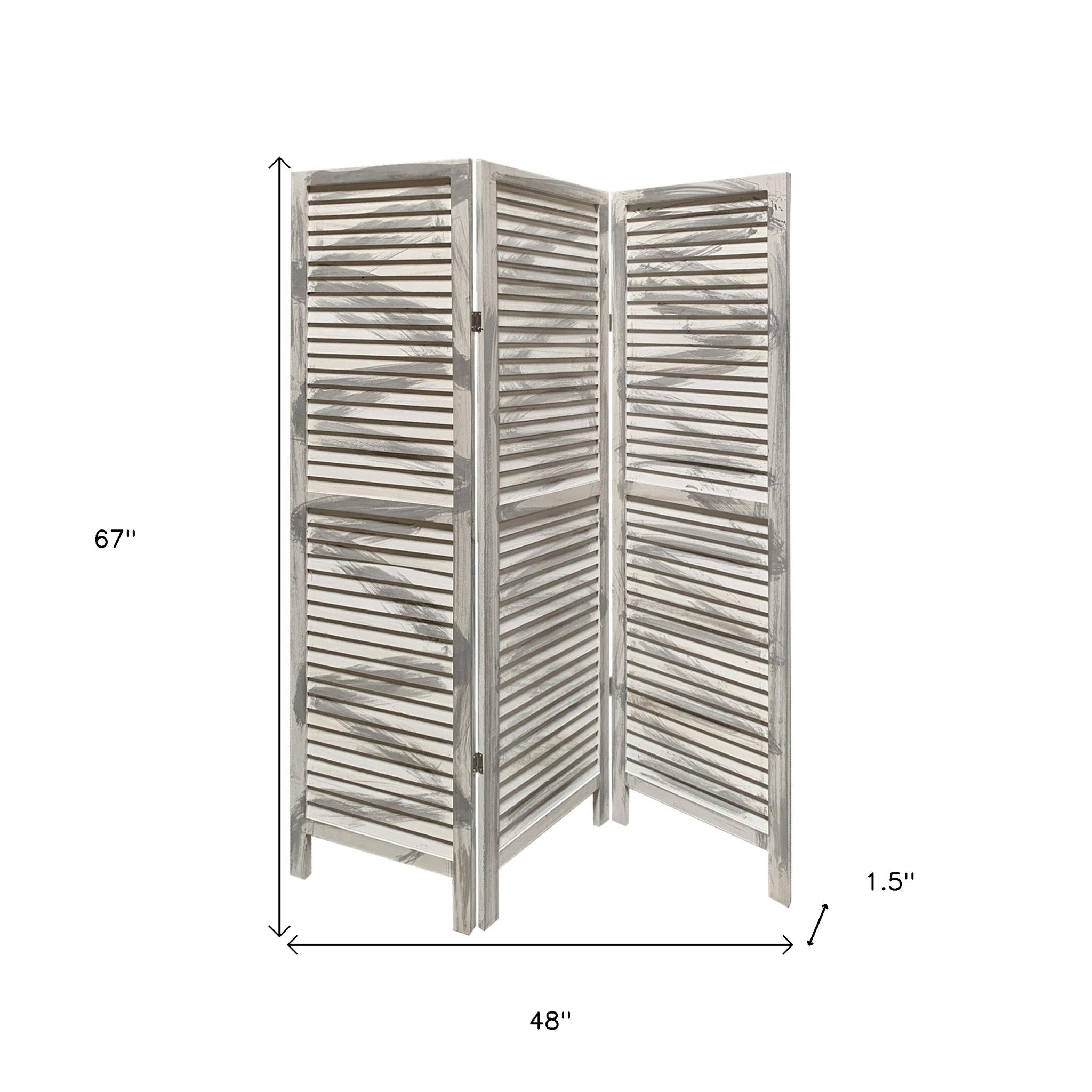 67" Gray Folding Three Panel Screen Room Divider-Room Dividers-DECOROLALA