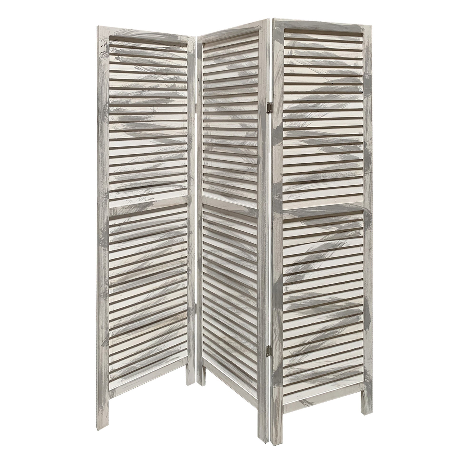 67" Gray Folding Three Panel Screen Room Divider-Room Dividers-DECOROLALA