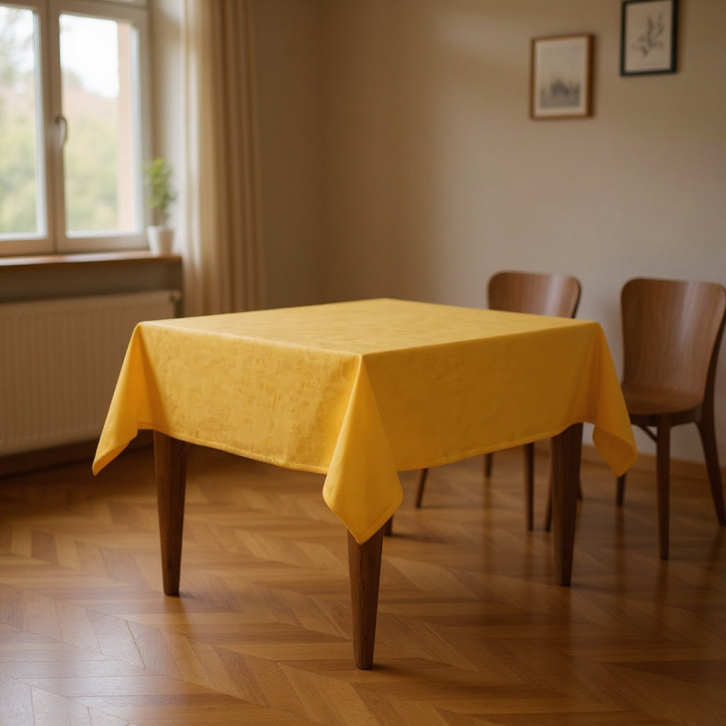 55" X 55" Yellow Polyester Square Tablecloth-Dining Linens-DECOROLALA