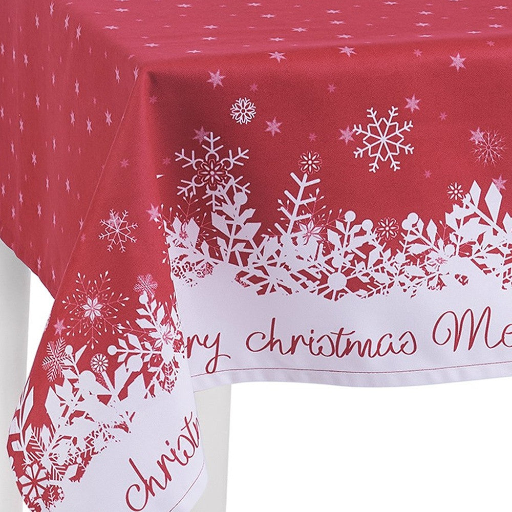 55" X 84" Red And White Polyester Tablecloth-Dining Linens-DECOROLALA