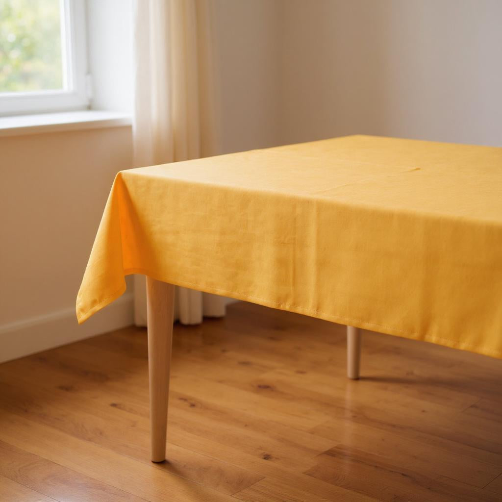 55" X 104" Yellow Polyester Tablecloth-Dining Linens-DECOROLALA