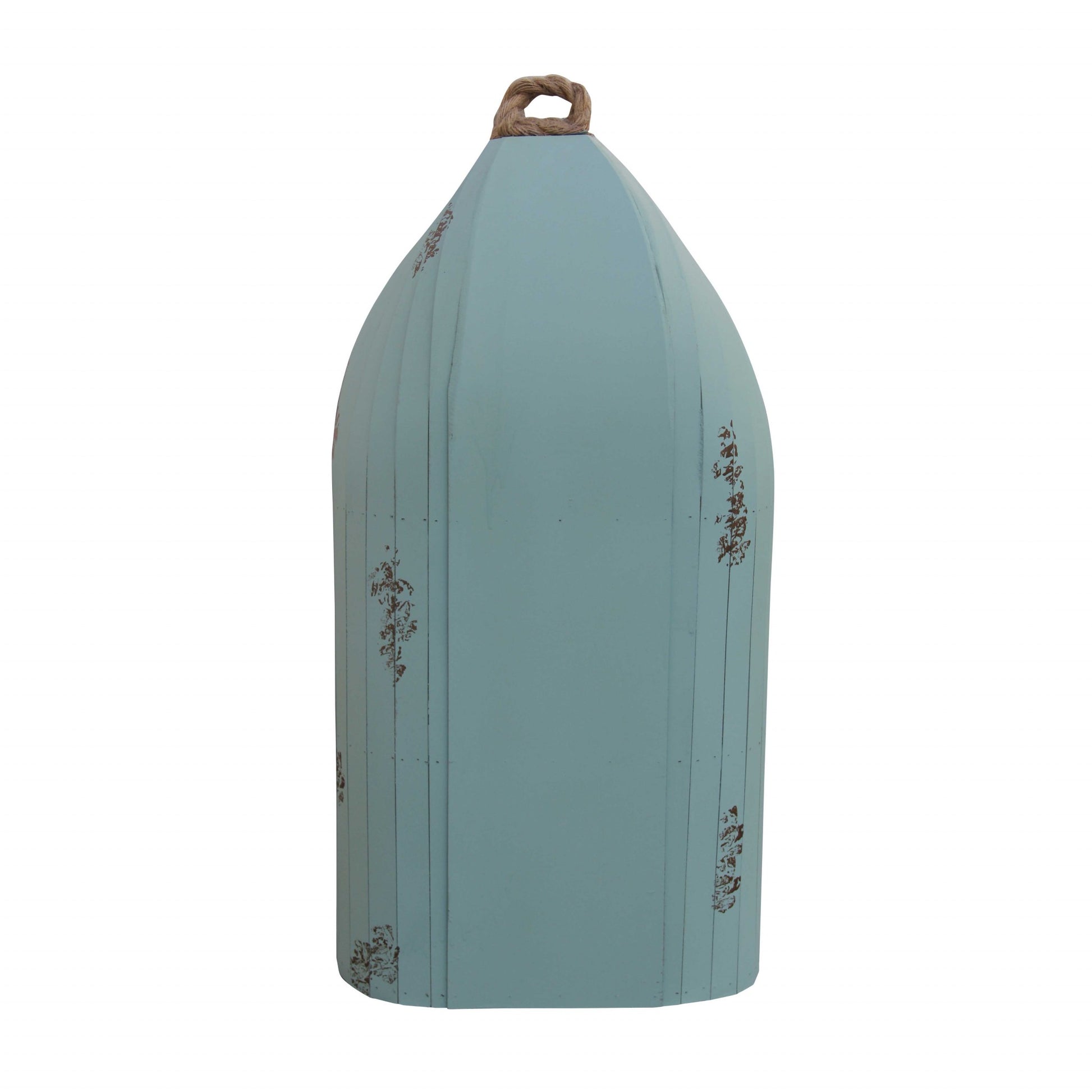 34" Aqua Blue Wood Canoe Hanging Shelf-Wall Mounted Shelves-DECOROLALA