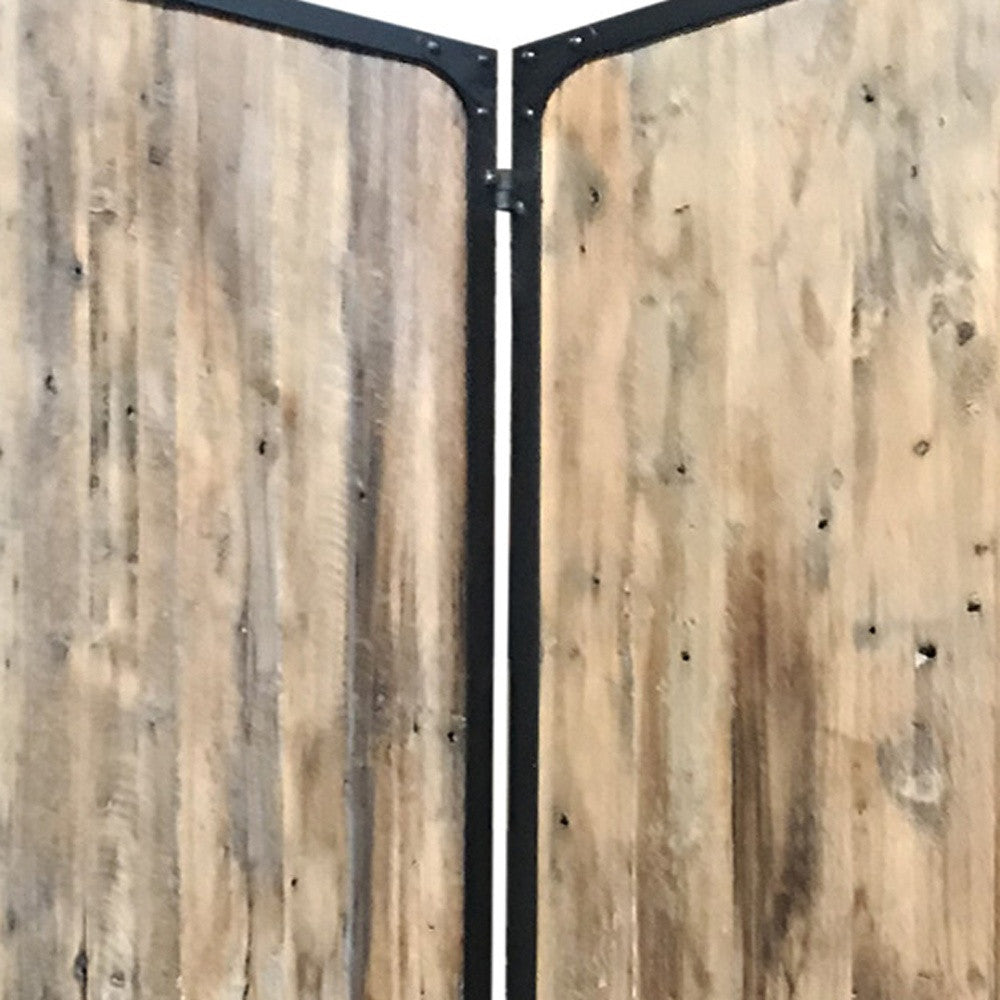 84" Brown Solid Wood Folding Four Panel Screen Room Divider-Room Dividers-DECOROLALA