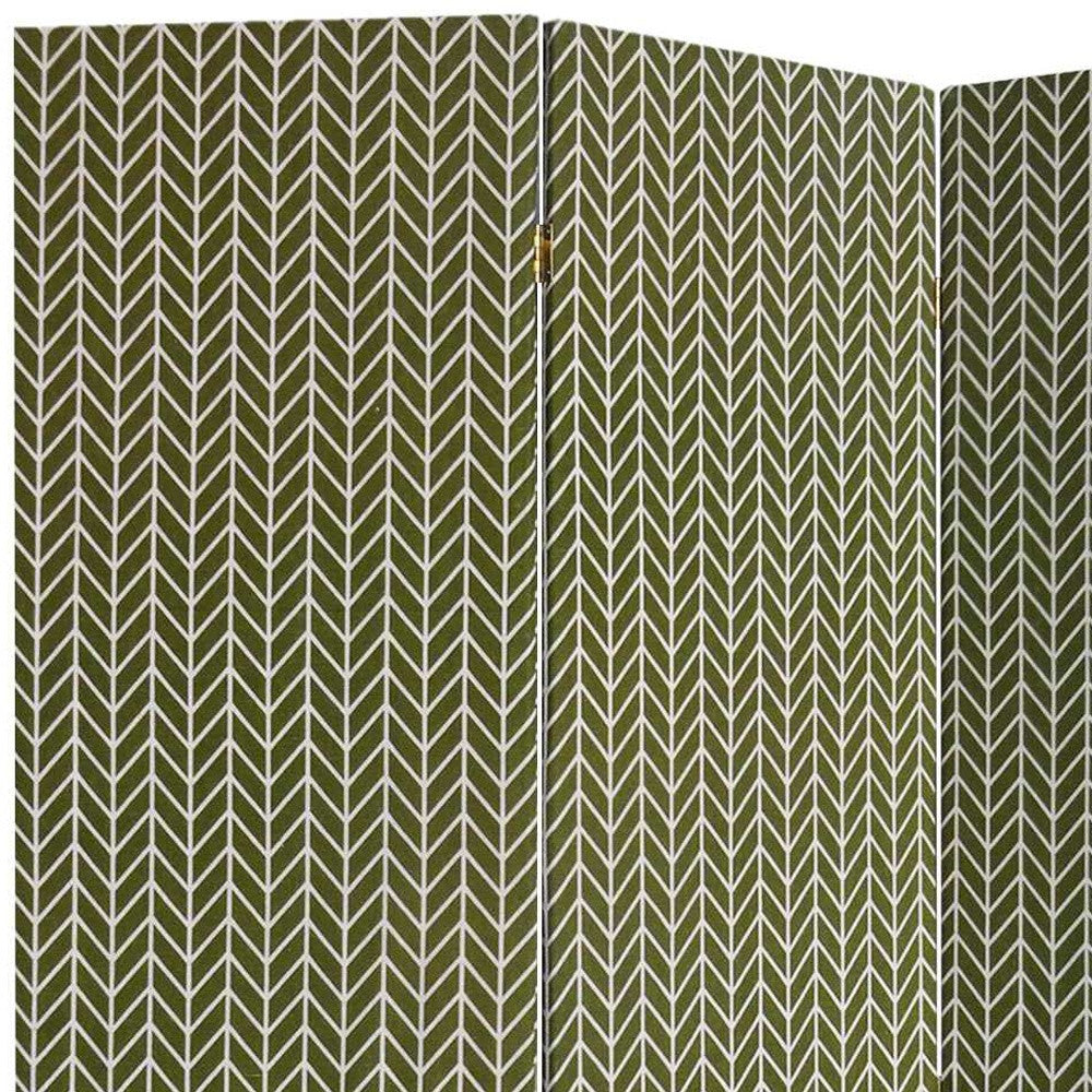 71" Green Fabric Folding Three Panel Screen Room Divider-Room Dividers-DECOROLALA