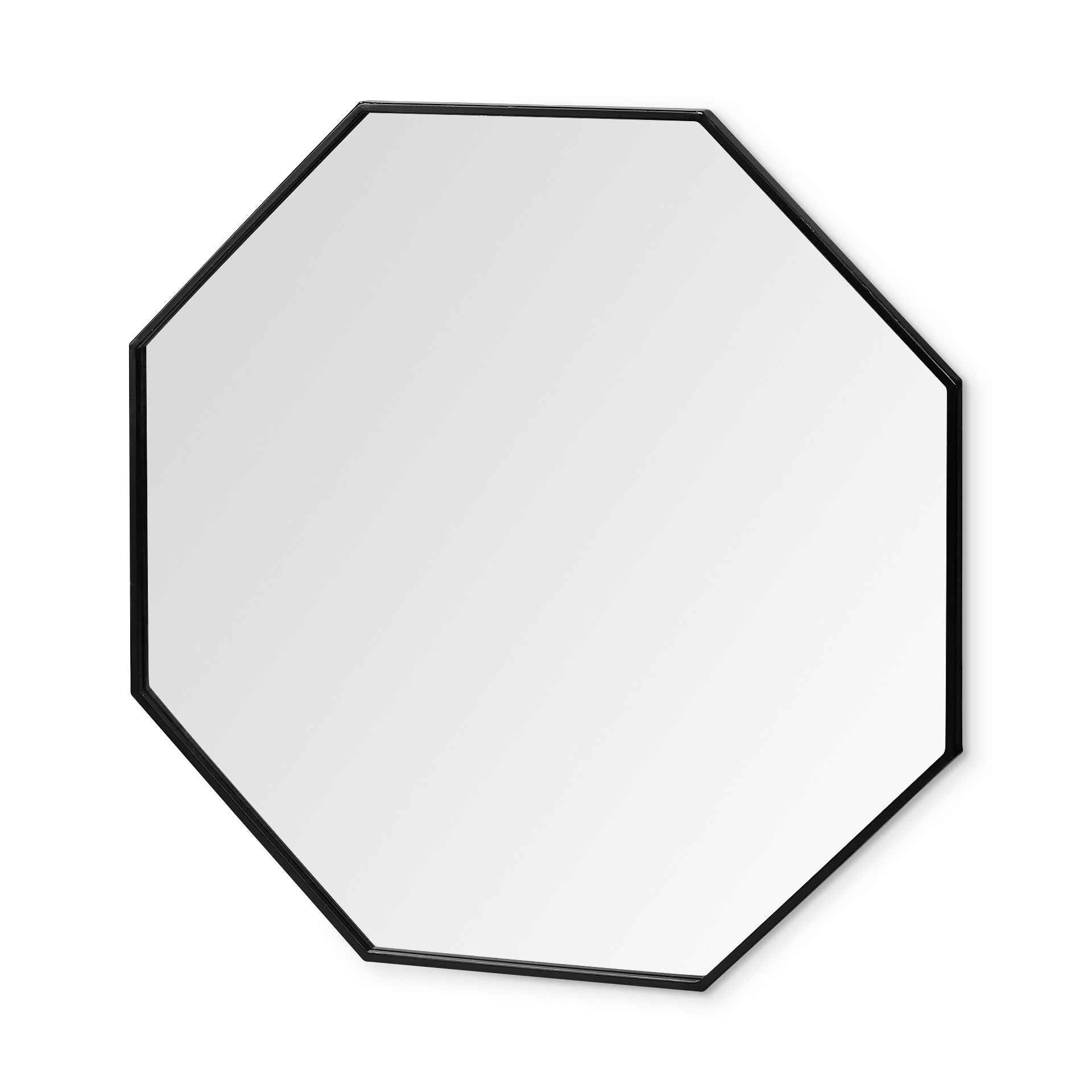 38" Black Octagon Metal Framed Bathroom Vanity Mirror-Mirrors-DECOROLALA