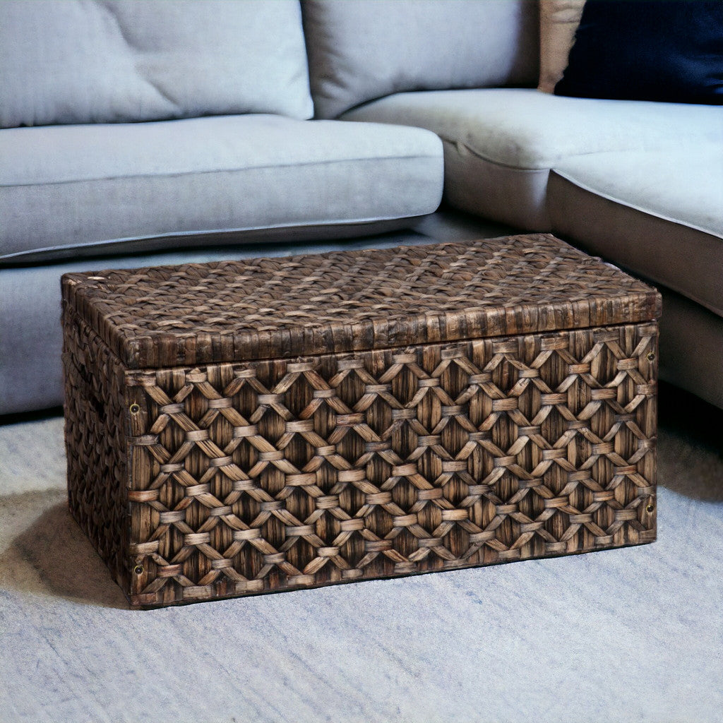 38" Brown Manufactured Wood And Metal Rectangular Coffee Table-Coffee Tables-DECOROLALA