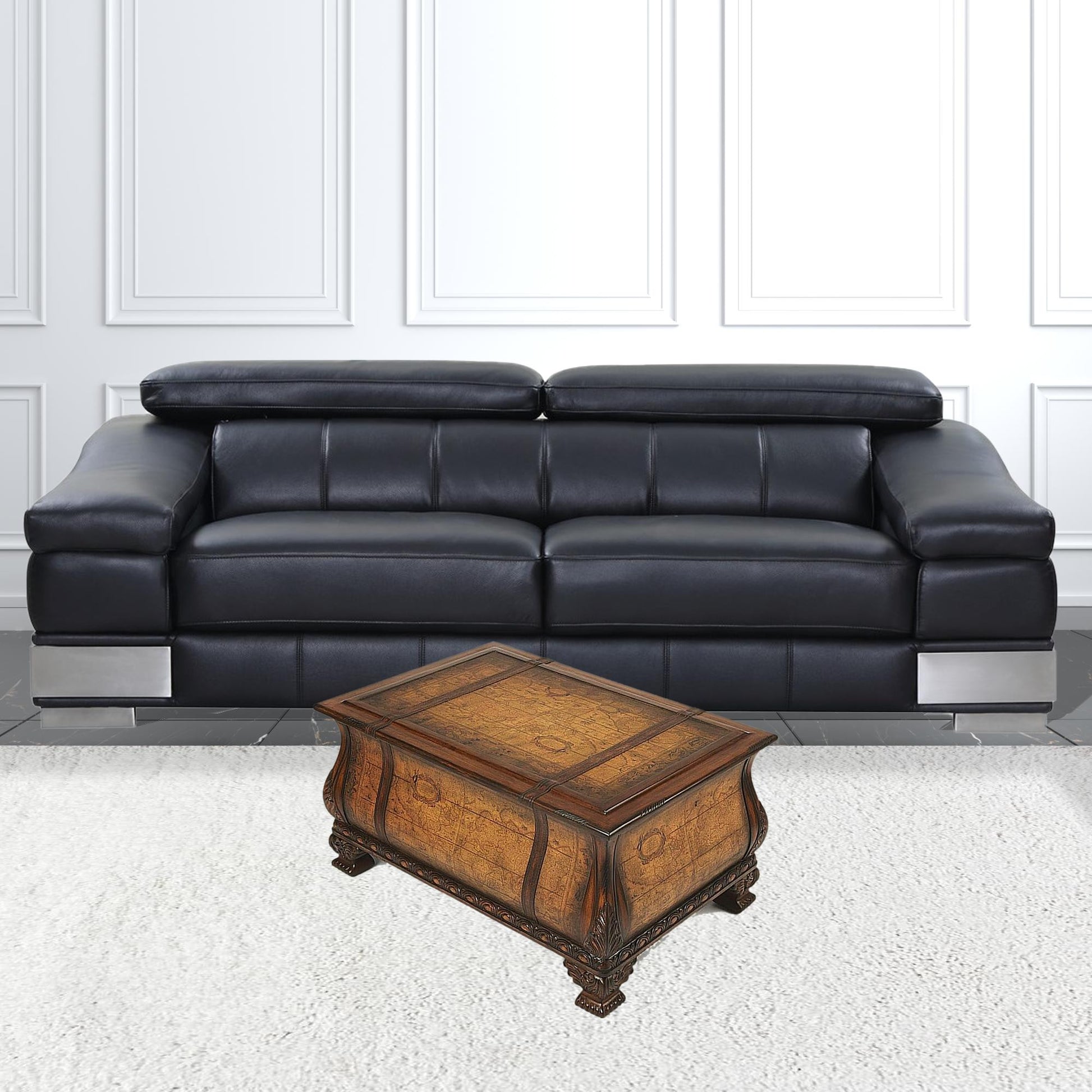 38" Brown Wood Coffee Table With Drawer-Coffee Tables-DECOROLALA