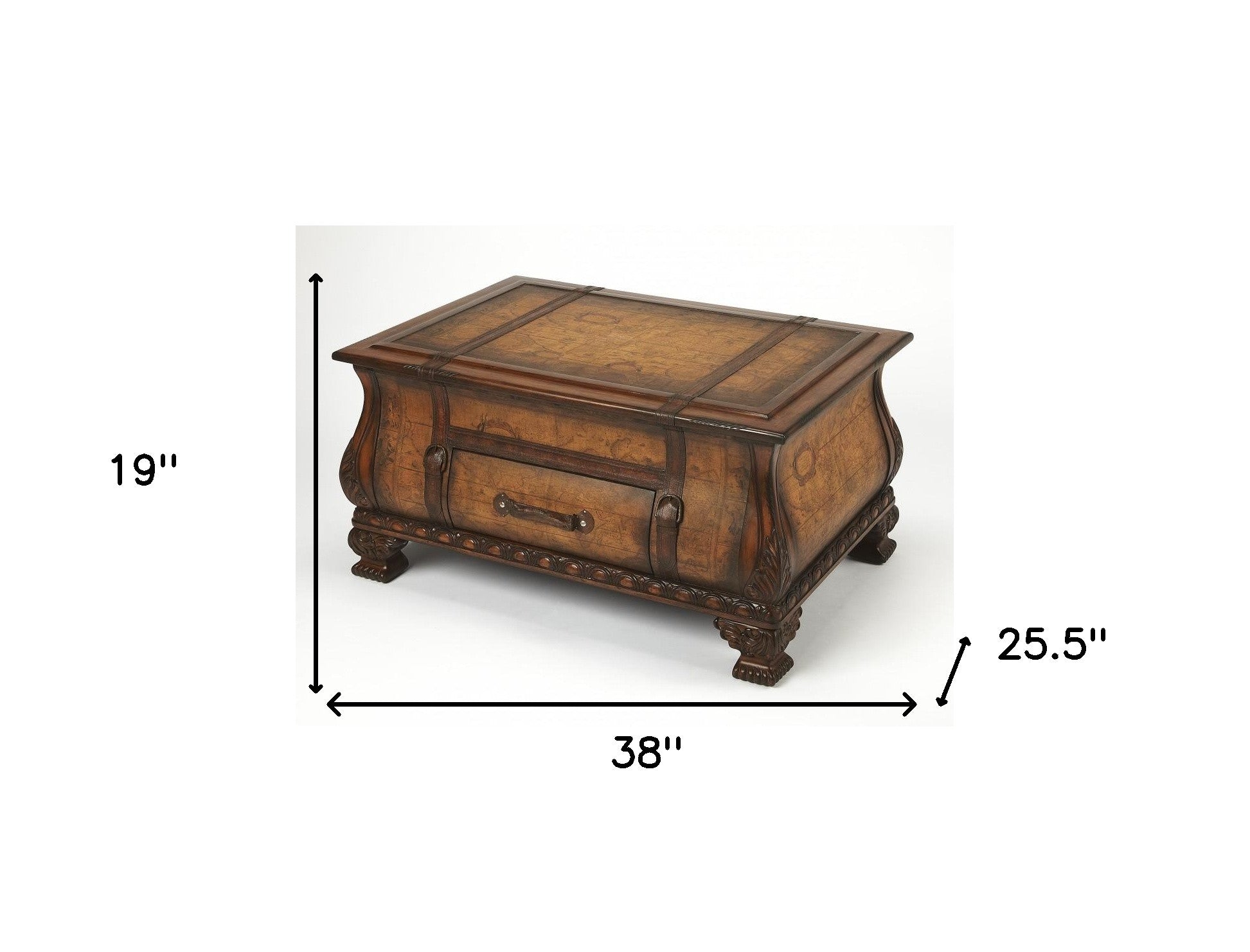 38" Brown Wood Coffee Table With Drawer-Coffee Tables-DECOROLALA