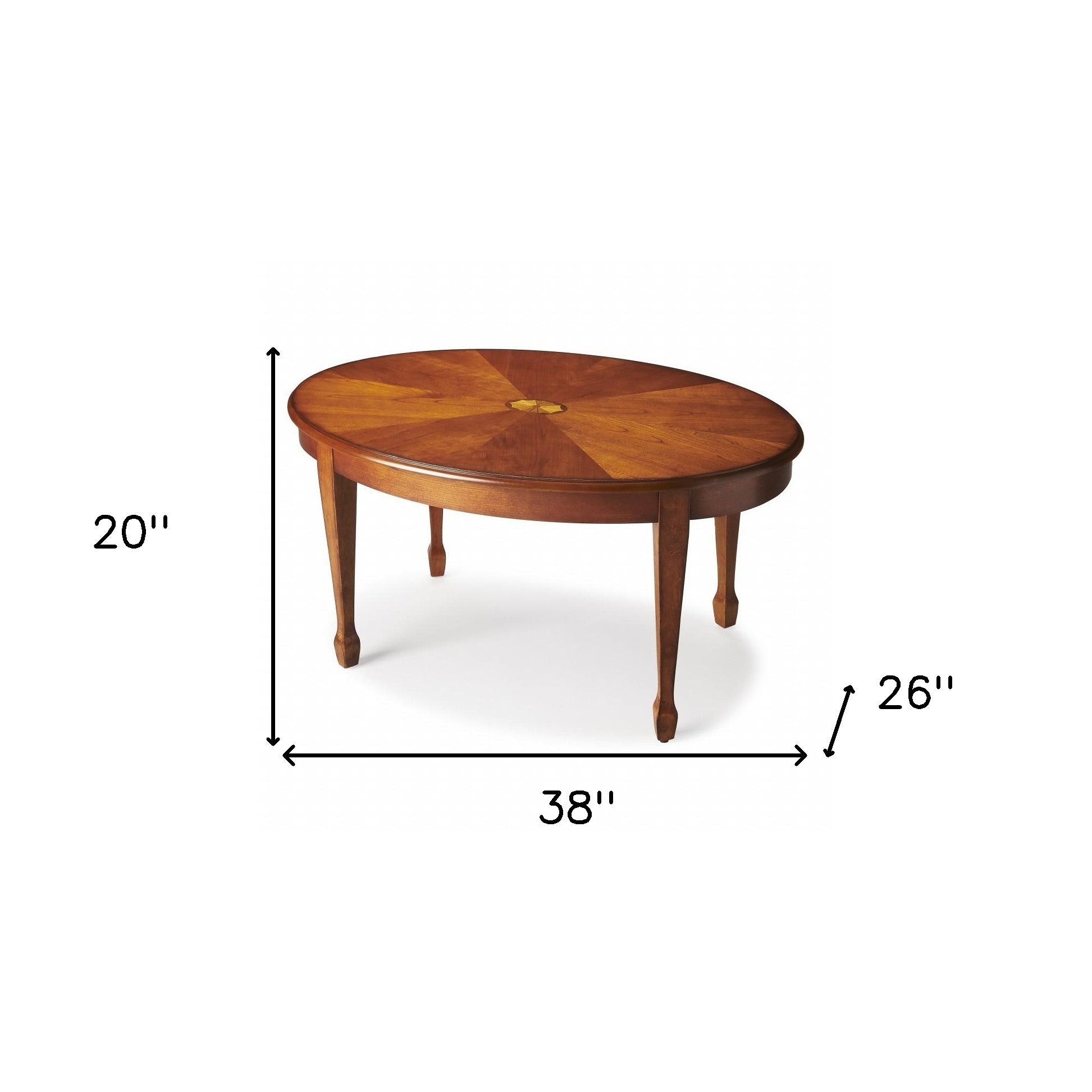 38" Brown Wood Oval Coffee Table-Coffee Tables-DECOROLALA