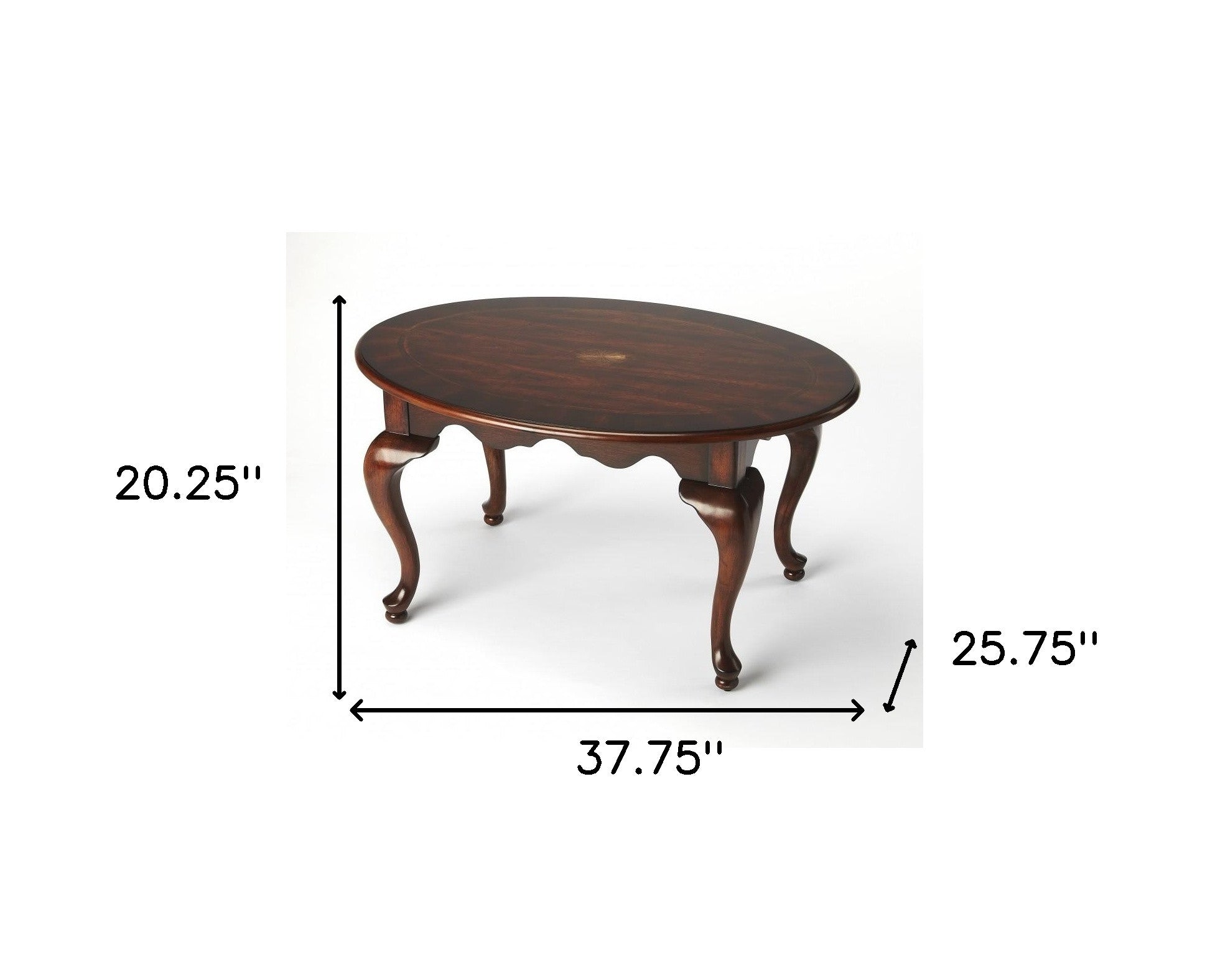 38" Brown Wood Oval Coffee Table-Coffee Tables-DECOROLALA