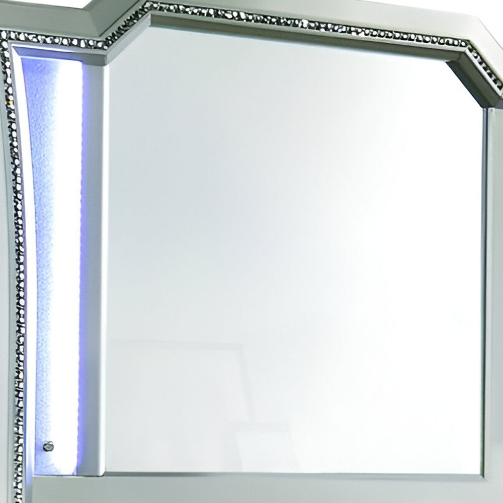 38" Champagne Abstract Wood Framed Mounted Dresser Mirror-Mirrors-DECOROLALA