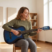 38 Inch Full Size Classical Acoustic Electric Guitar Premium Gloss Finish with Strings, Picks, Shoulder Strap and Case Bag, Blue-Toys & Games > Baby & Toddler Toys > Electronic Musical Pianos-DECOROLALA