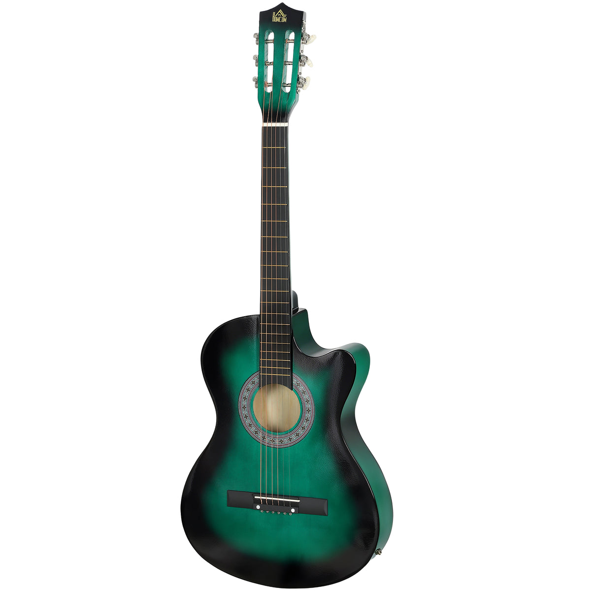 38 Inch Classical Acoustic Electric Guitar with Gloss Finish, Strings, Picks, Shoulder Strap and Case Bag, Dark Green-Toys & Games > Baby & Toddler Toys > Electronic Musical Pianos-DECOROLALA