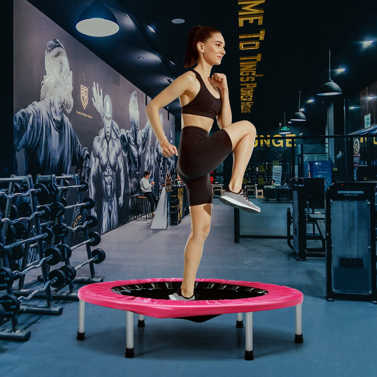 38-Inch Folding Mini Trampoline - Portable Fitness Rebounder-Trampolines-DECOROLALA