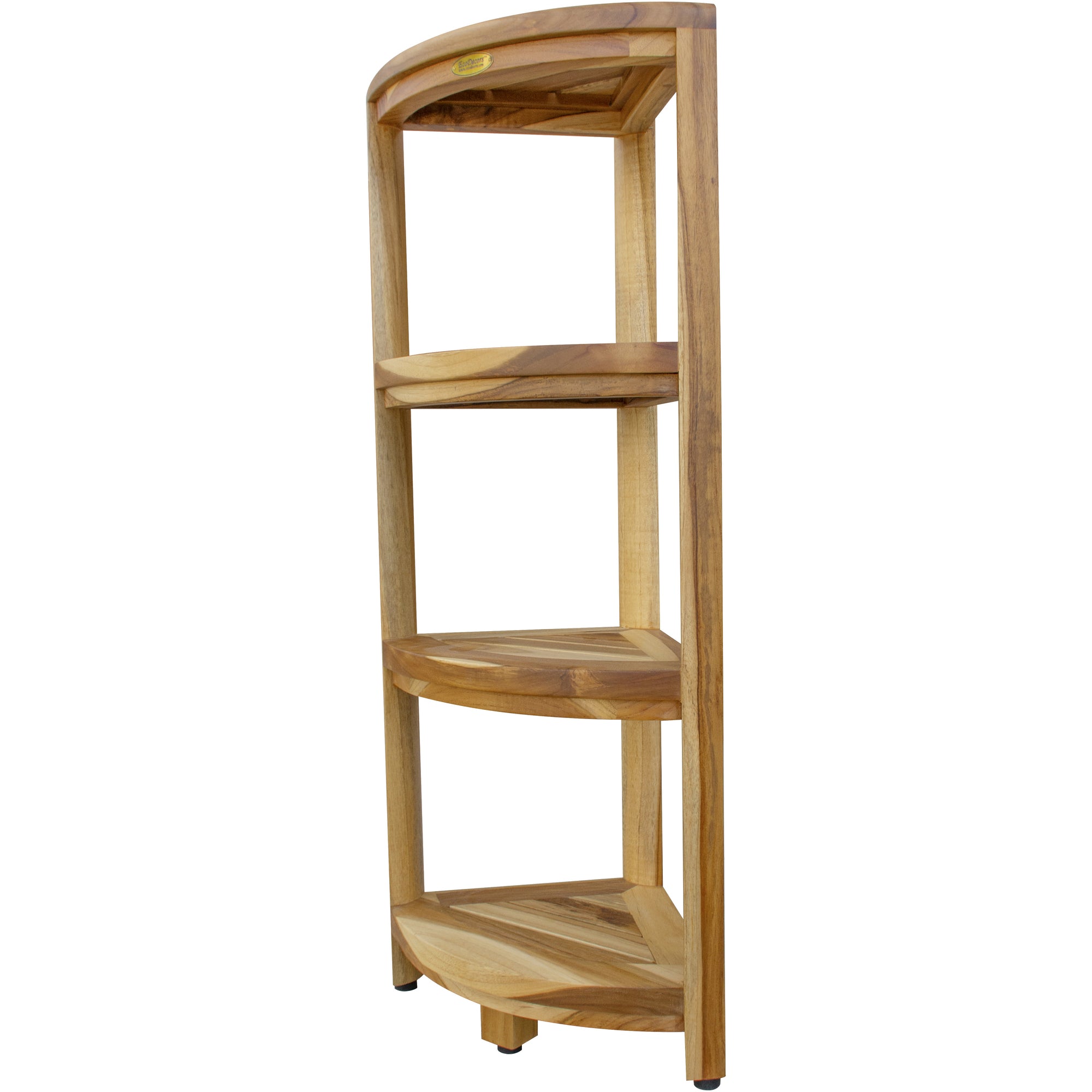 38" Natural Solid Teak Wood Freestanding Corner Shelving Unit-Bathroom Storage & Organization-DECOROLALA