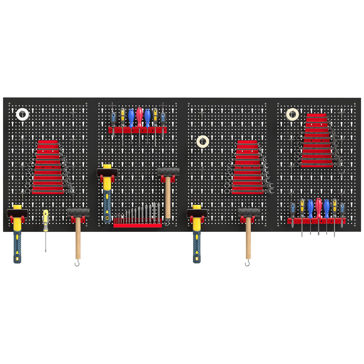 38-Piece Steel Pegboard Tool Organizer - Black and Red-Home Improvement > Tools > Tool Organizers-DECOROLALA