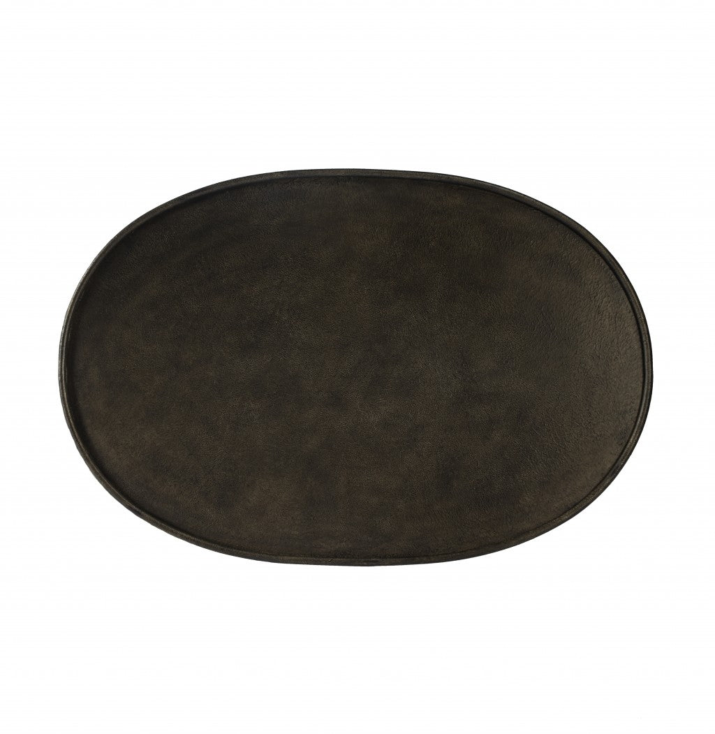 38" Silver Aluminum Oval Coffee Table-Coffee Tables-DECOROLALA