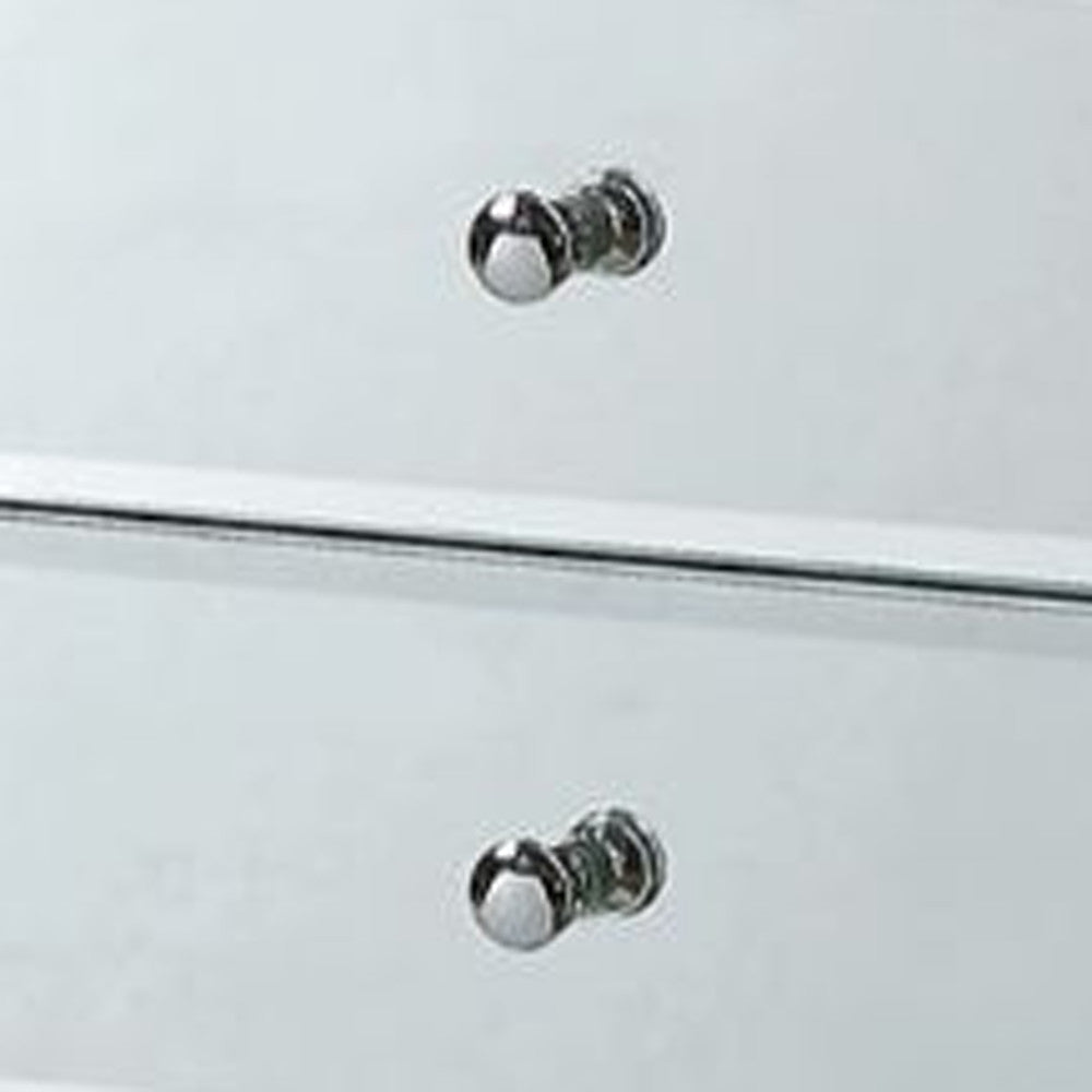 38" White Six Drawer Wood and Mirrored Glass Jewelry Armoire-Nightstands & Bedside Tables-DECOROLALA