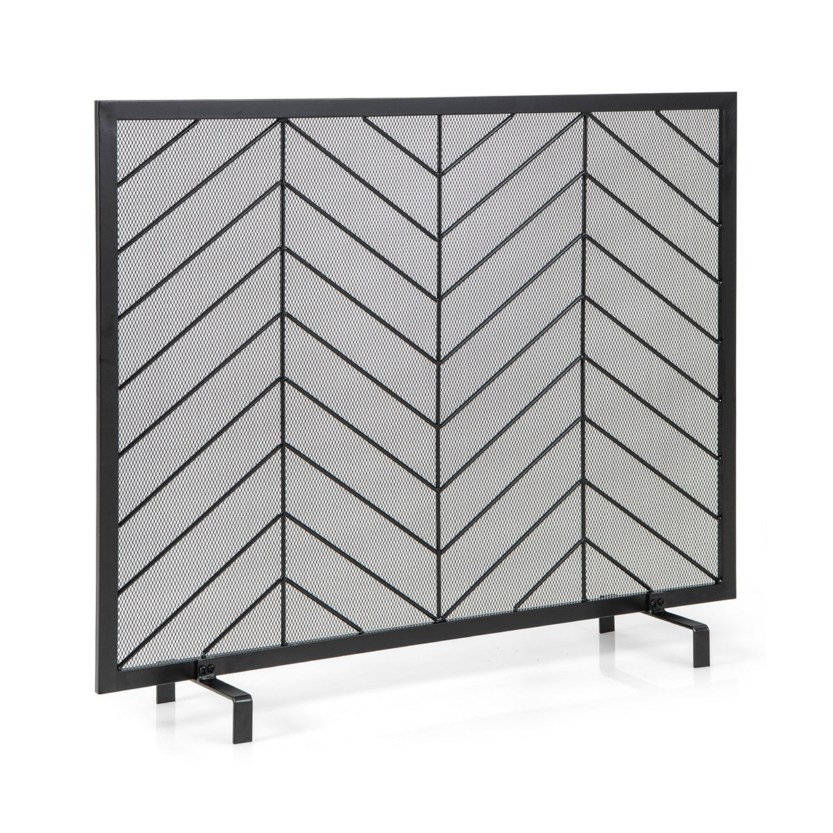38 x 31 Inch Single Panel Fireplace Screen-Black-Fireplace Tools-DECOROLALA