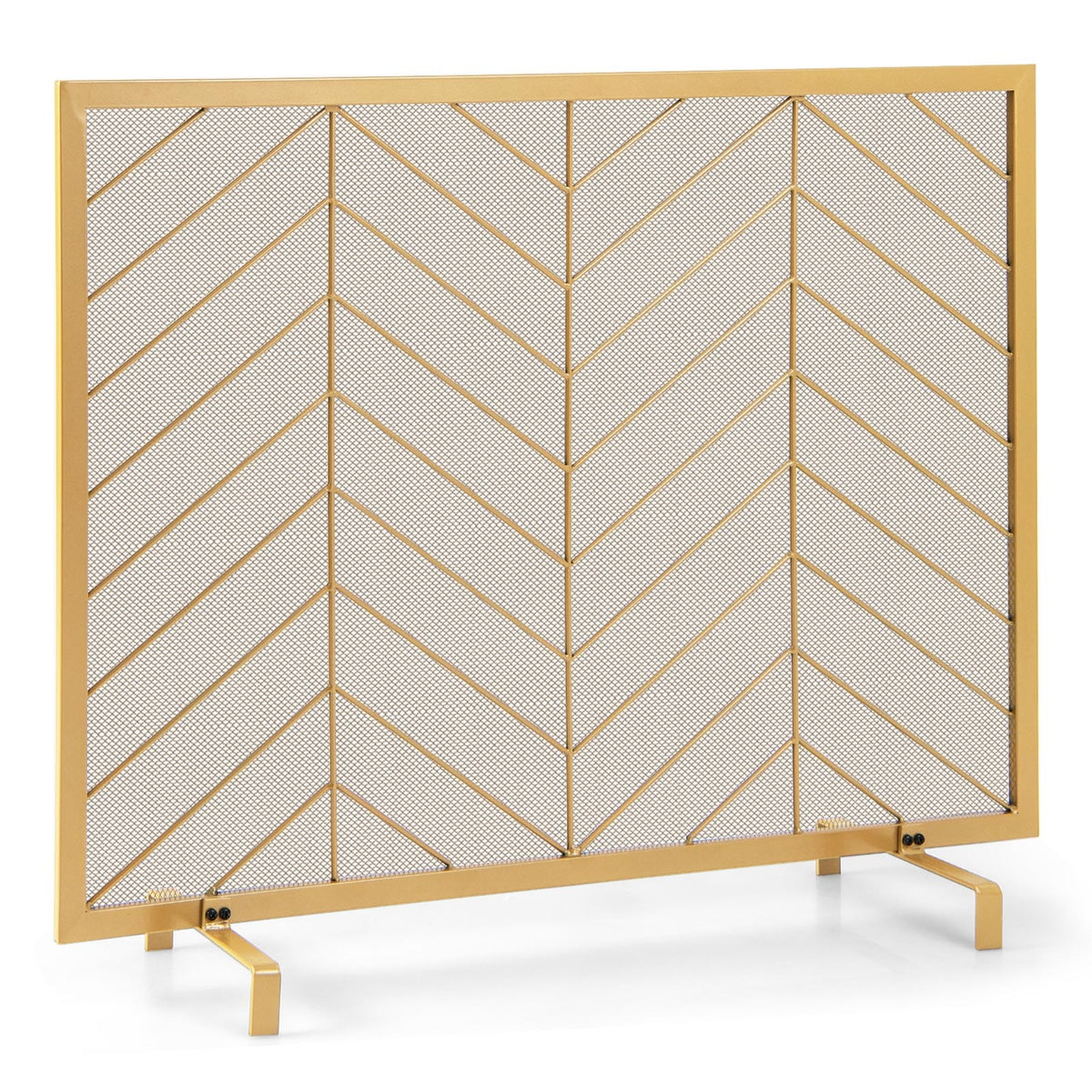 38 x 31 Inch Single Panel Fireplace Screen-Golden-Fireplace Tools-DECOROLALA