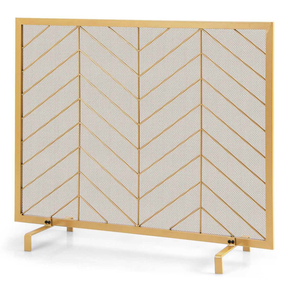 38 x 31 Inch Single Panel Fireplace Screen-Golden-Fireplace Tools-DECOROLALA