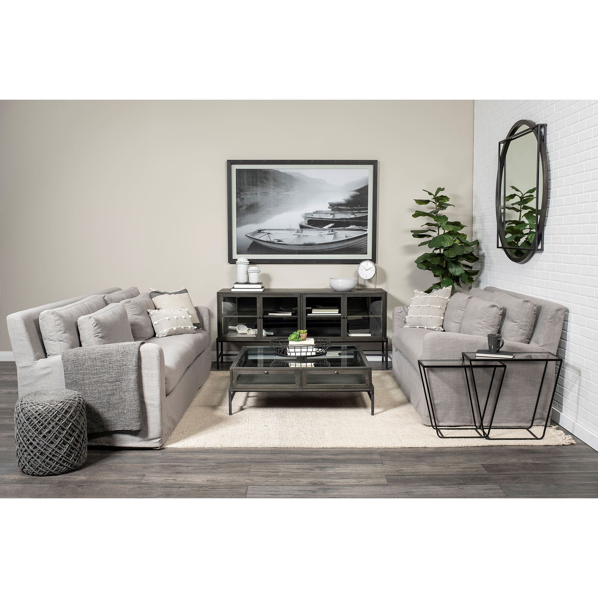 70" Black Solid Wood Sideboard with Four Glass Doors-Sideboards-DECOROLALA