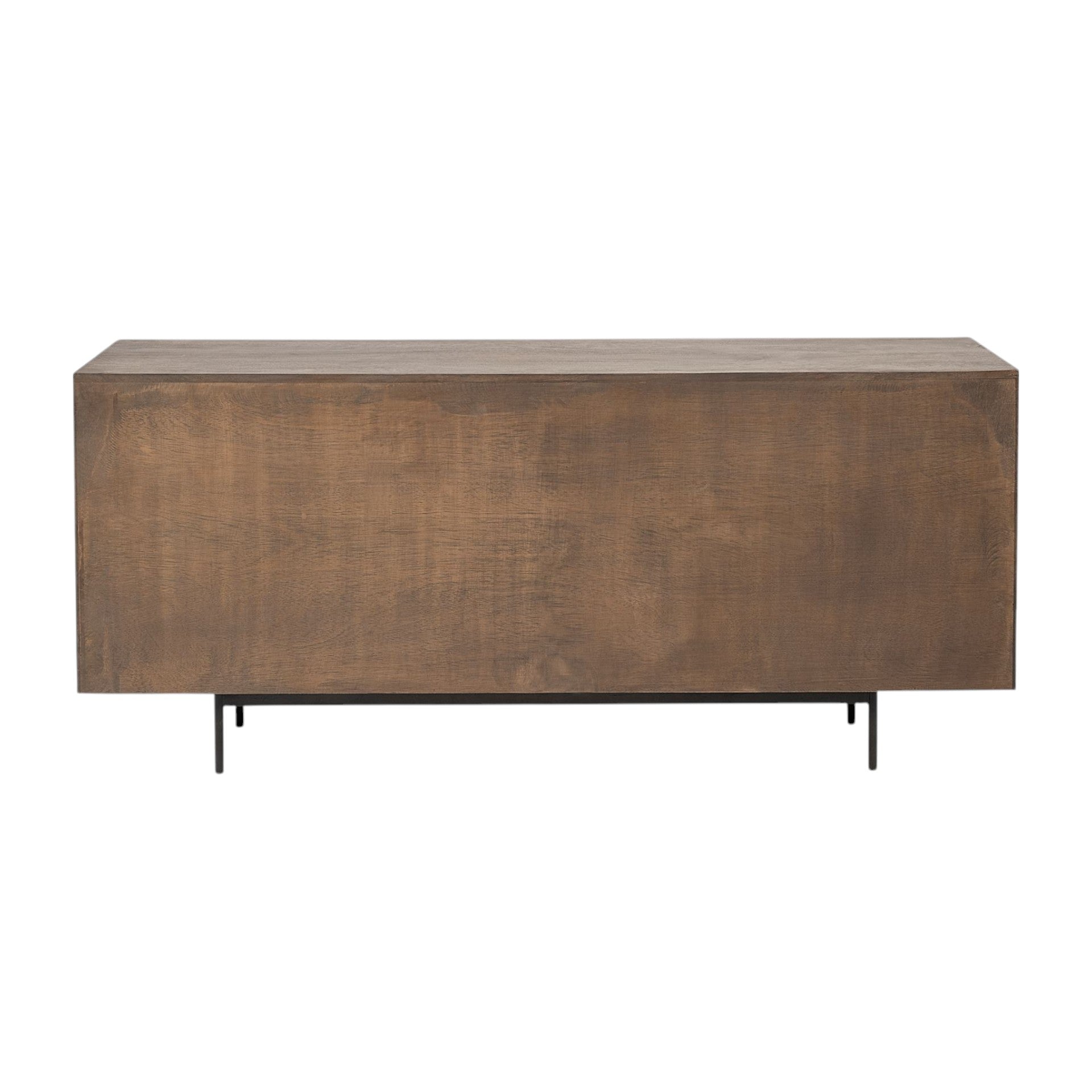 70" Brown and Black Solid Wood Six Drawer Sideboard-Sideboards-DECOROLALA