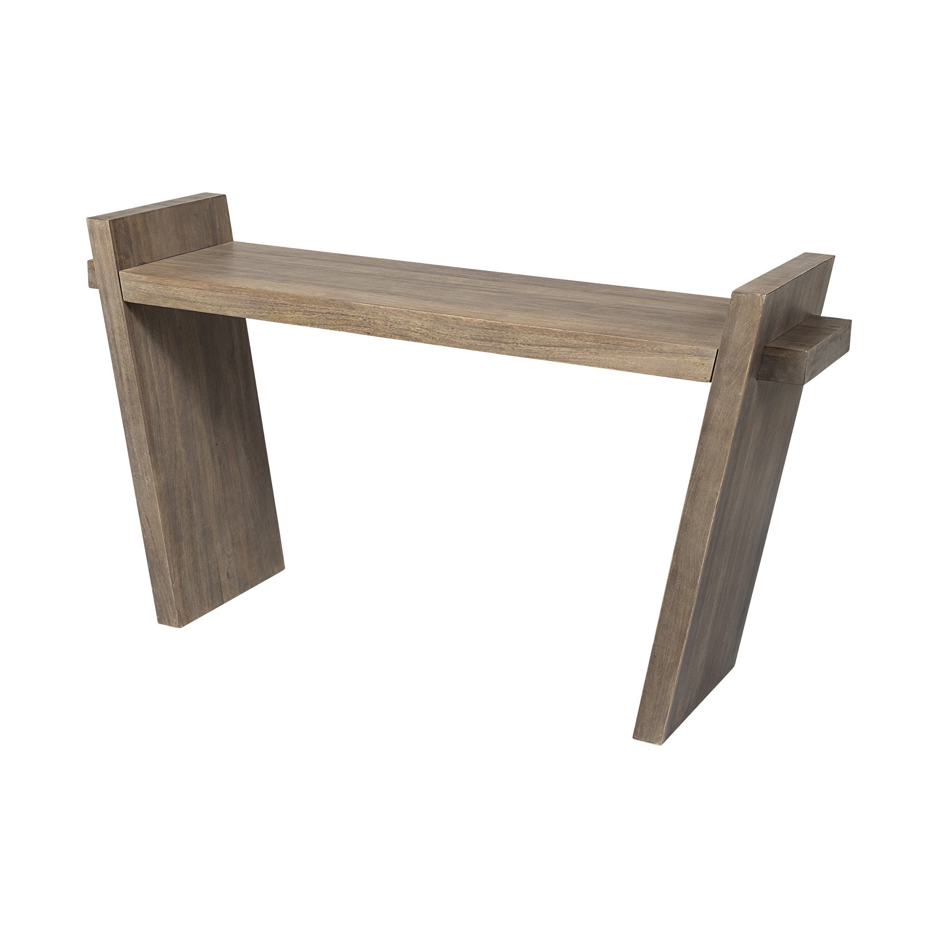 60" Brown Solid Wood Slanted Base Console Table-Console Tables-DECOROLALA