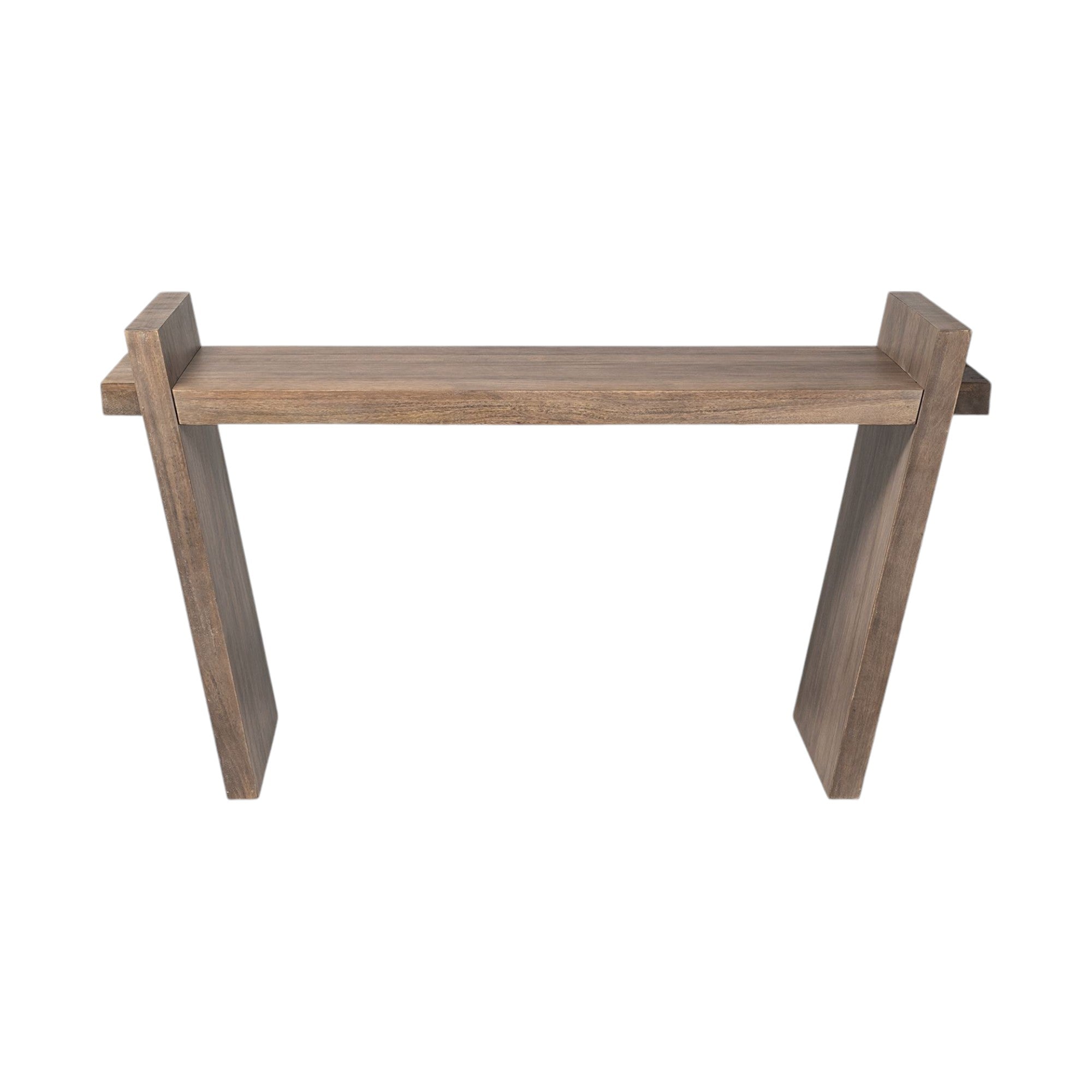 60" Brown Solid Wood Slanted Base Console Table-Console Tables-DECOROLALA