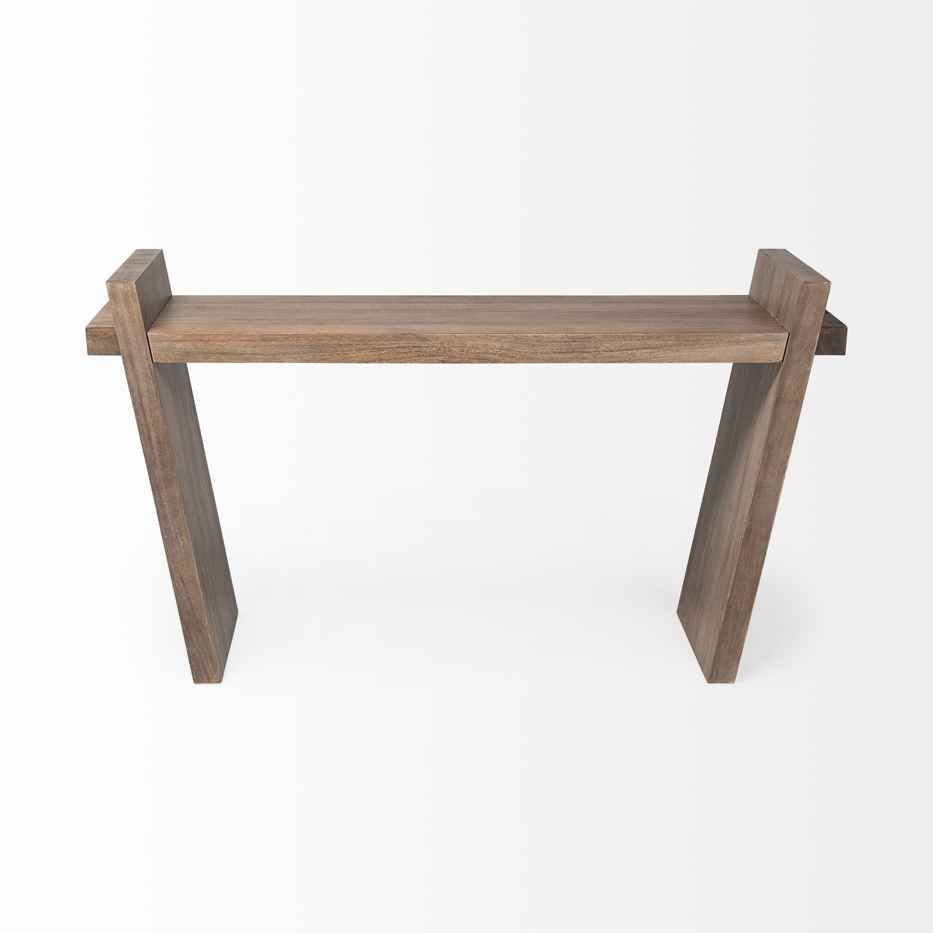 60" Brown Solid Wood Slanted Base Console Table-Console Tables-DECOROLALA
