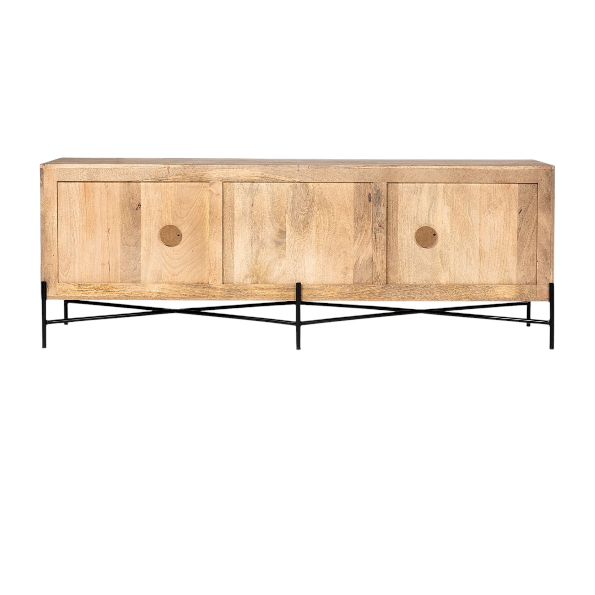 78" Brown Solid Wood Sideboard with Four Doors-Sideboards-DECOROLALA