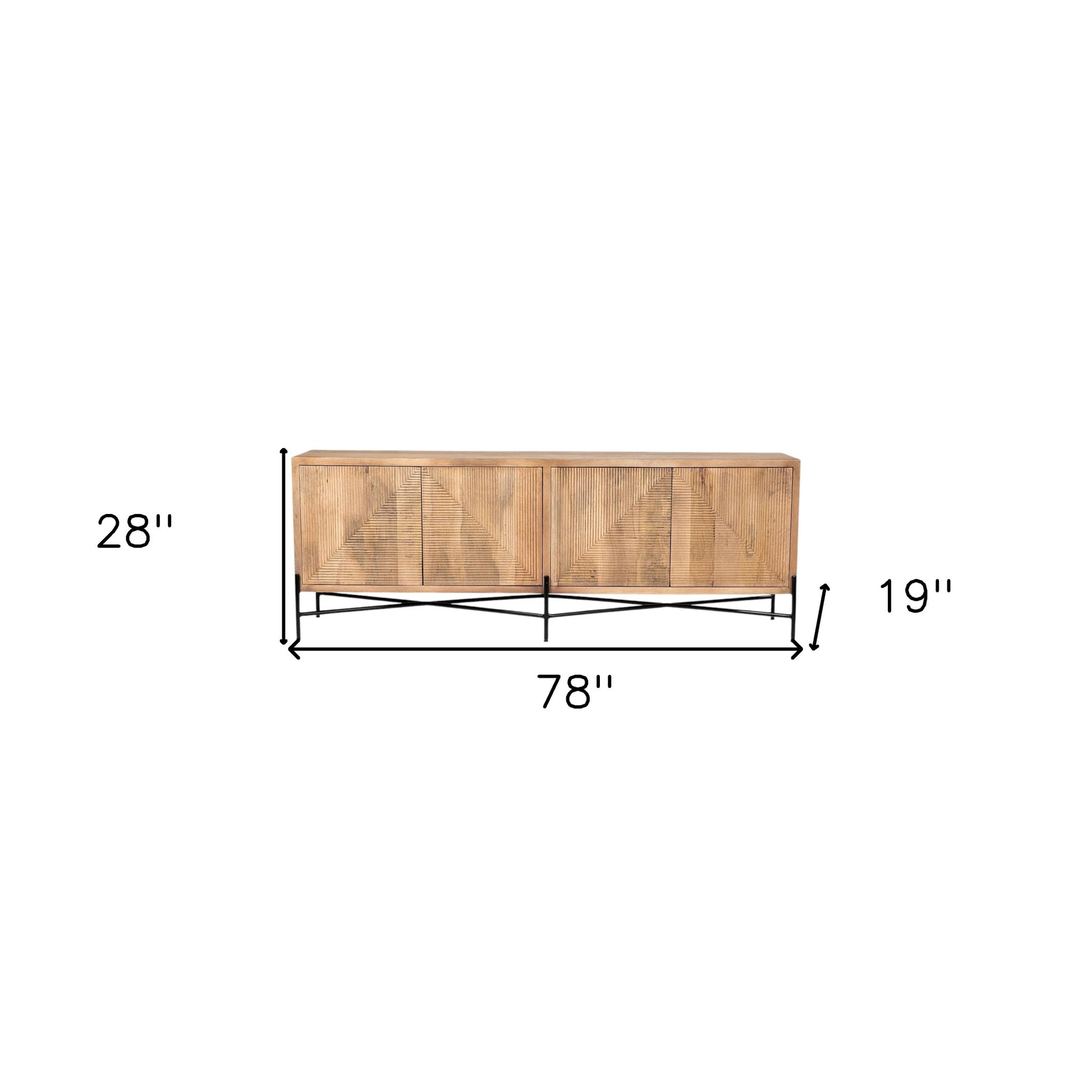 78" Brown Solid Wood Sideboard with Four Doors-Sideboards-DECOROLALA